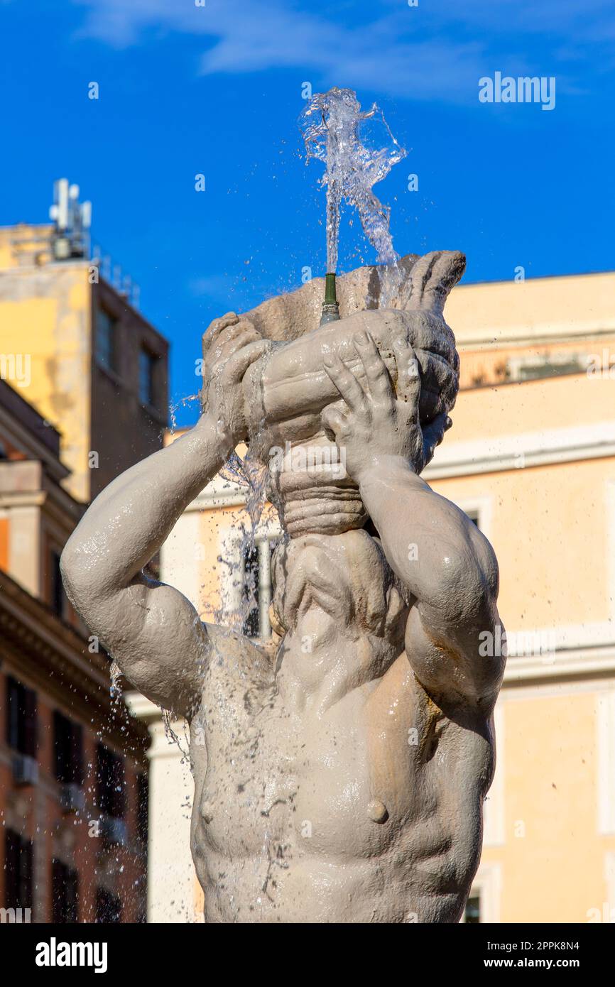 17th century Fontana del Tritone (Triton Fountain), located in the Piazza Barberini, Rome, Italy Stock Photo