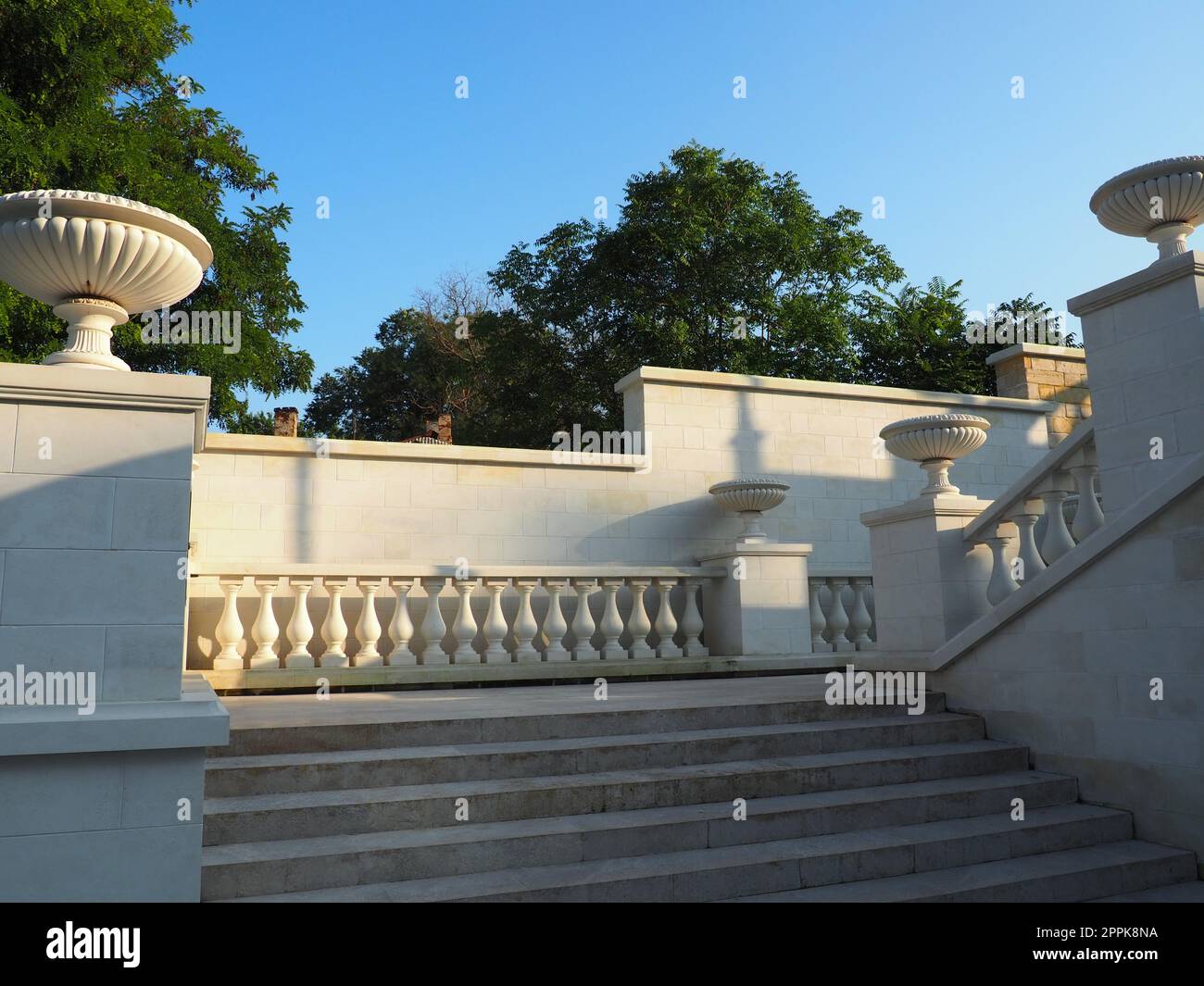 Kerch, August 21, 2021 The Great Mithridate Ladder - a historical staircase on the mountain peaks of Crimea - Mount Mithridates, where the ruins of the ancient Greek city of Panticapaeum are located Stock Photo