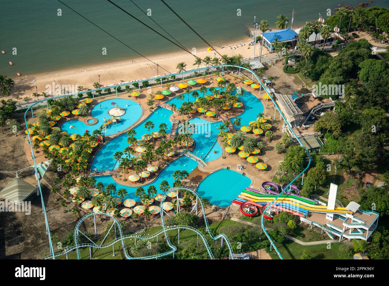 the Water park of the Town of Jomtien from the Pattaya Park Tower in