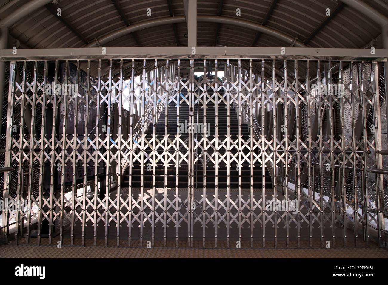 ss collapsible gate can be used as a texture background Stock Photo - Alamy