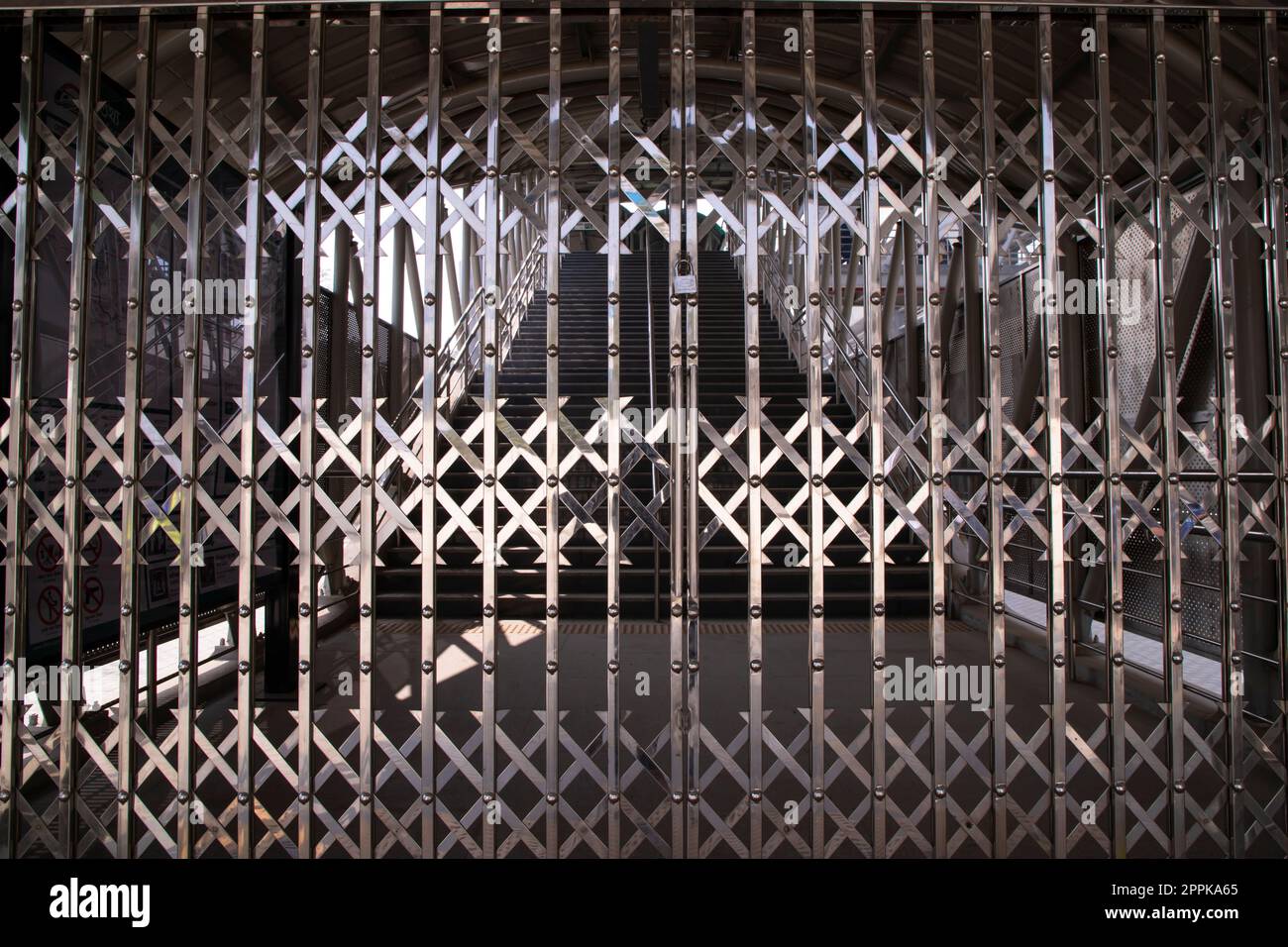 ss collapsible gate can be used as a texture background Stock Photo - Alamy