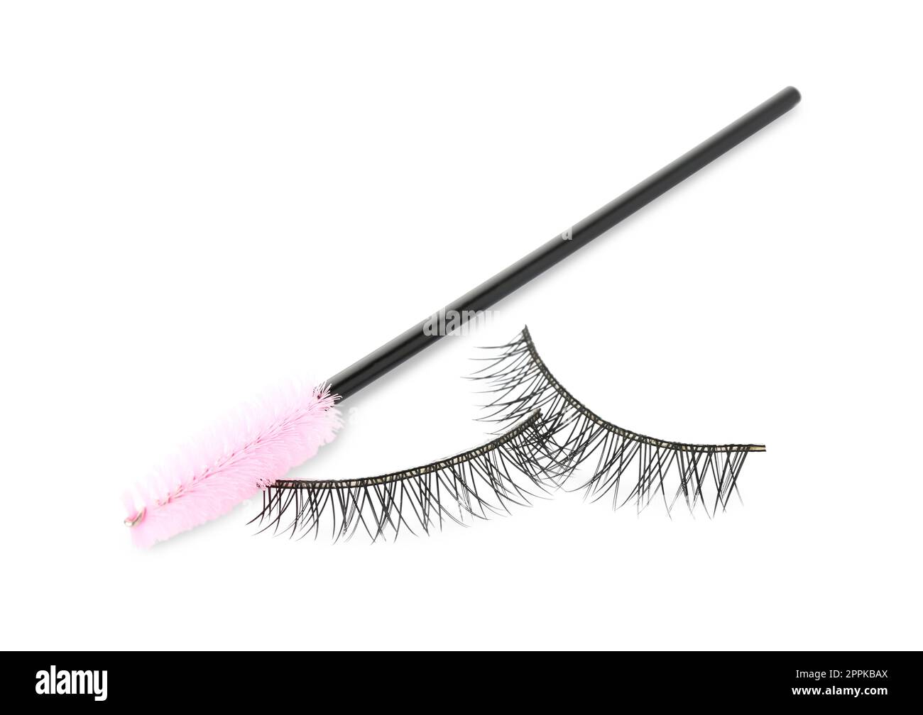 Fake eyelashes and brush on white background Stock Photo Alamy
