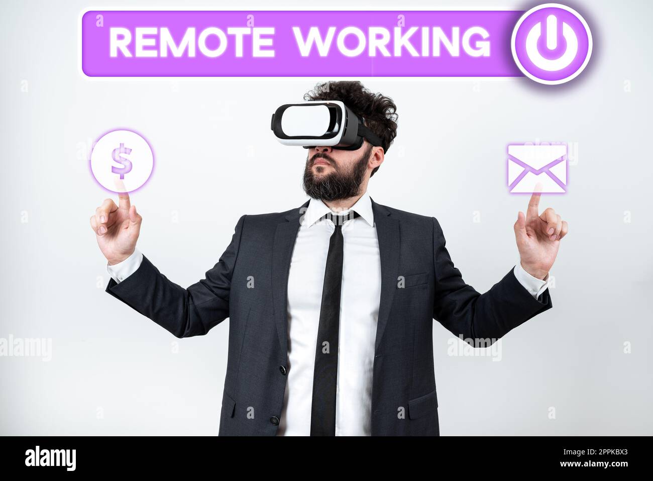 Conceptual caption Remote Working. Concept meaning situation in which an employee works mainly from home Stock Photo