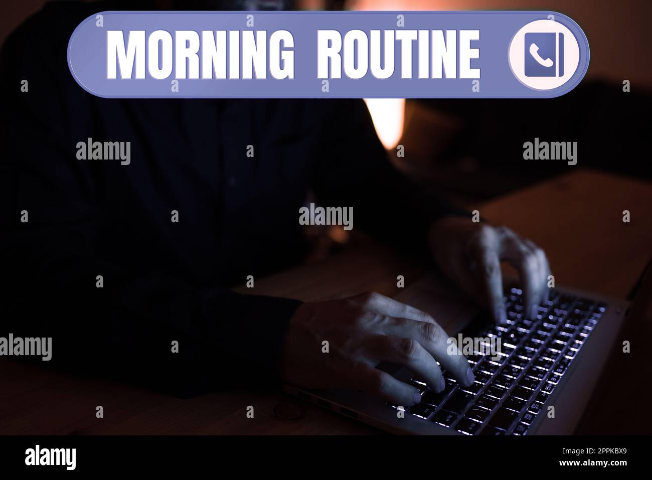 Handwriting text Morning Routine. Business overview initiation of consumer interest or inquiry into product Stock Photo