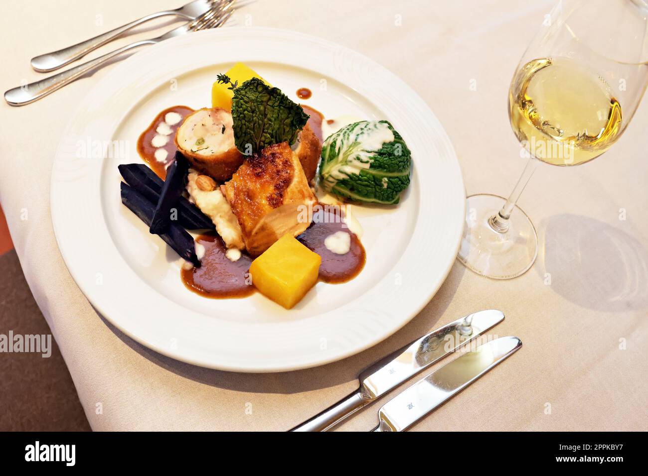 Corn chicken with almond breading Stock Photo