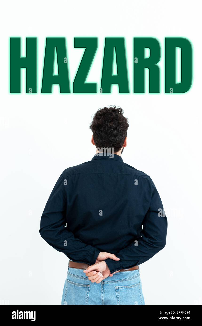 Sign displaying Hazard. Business idea account or statement describing the danger or risk Stock Photo