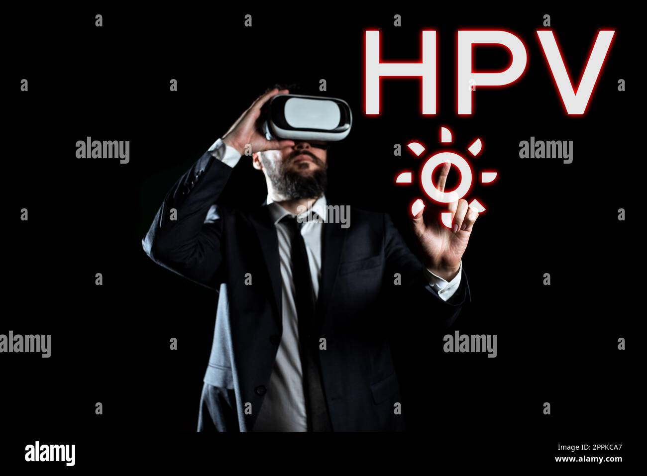 Text sign showing Hpv. Business idea Group of viruses that affect your skin and the moist membranes Stock Photo