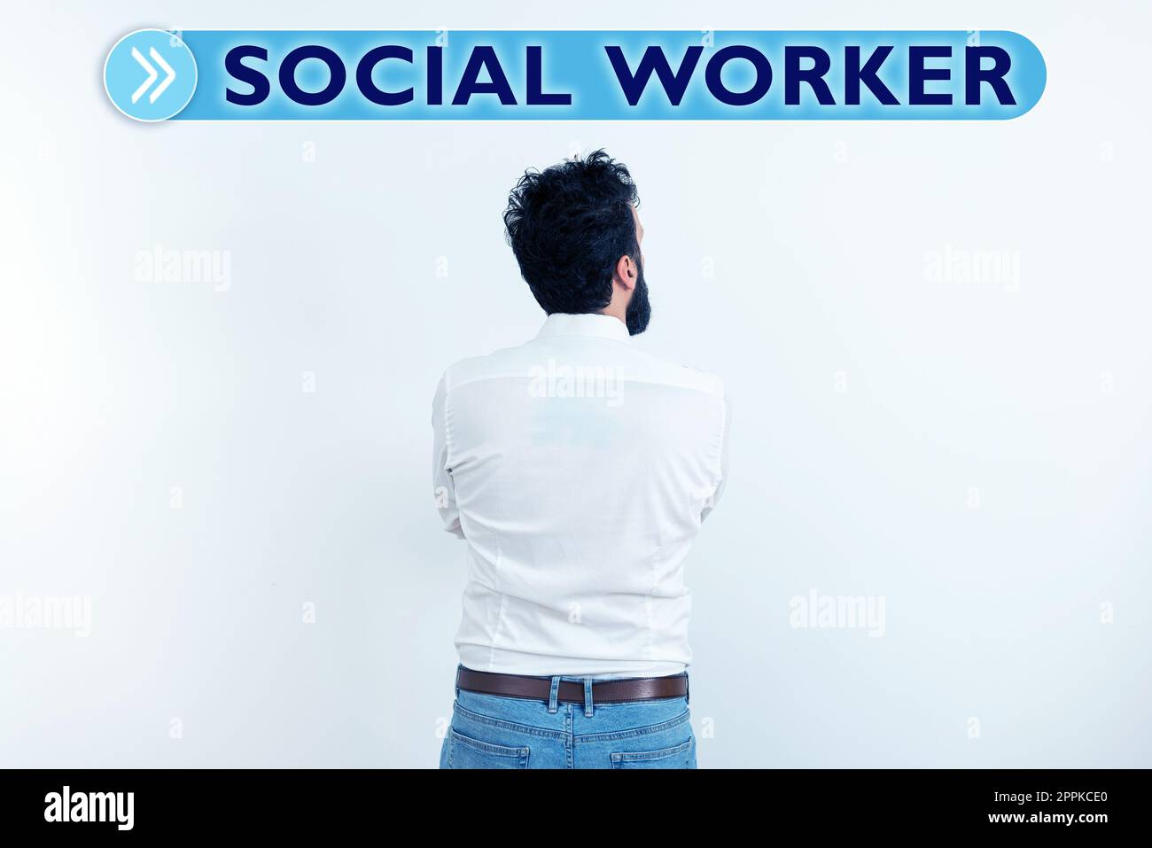 Sign displaying Social Worker. Business showcase assistance from state people with inadequate or no income Stock Photo