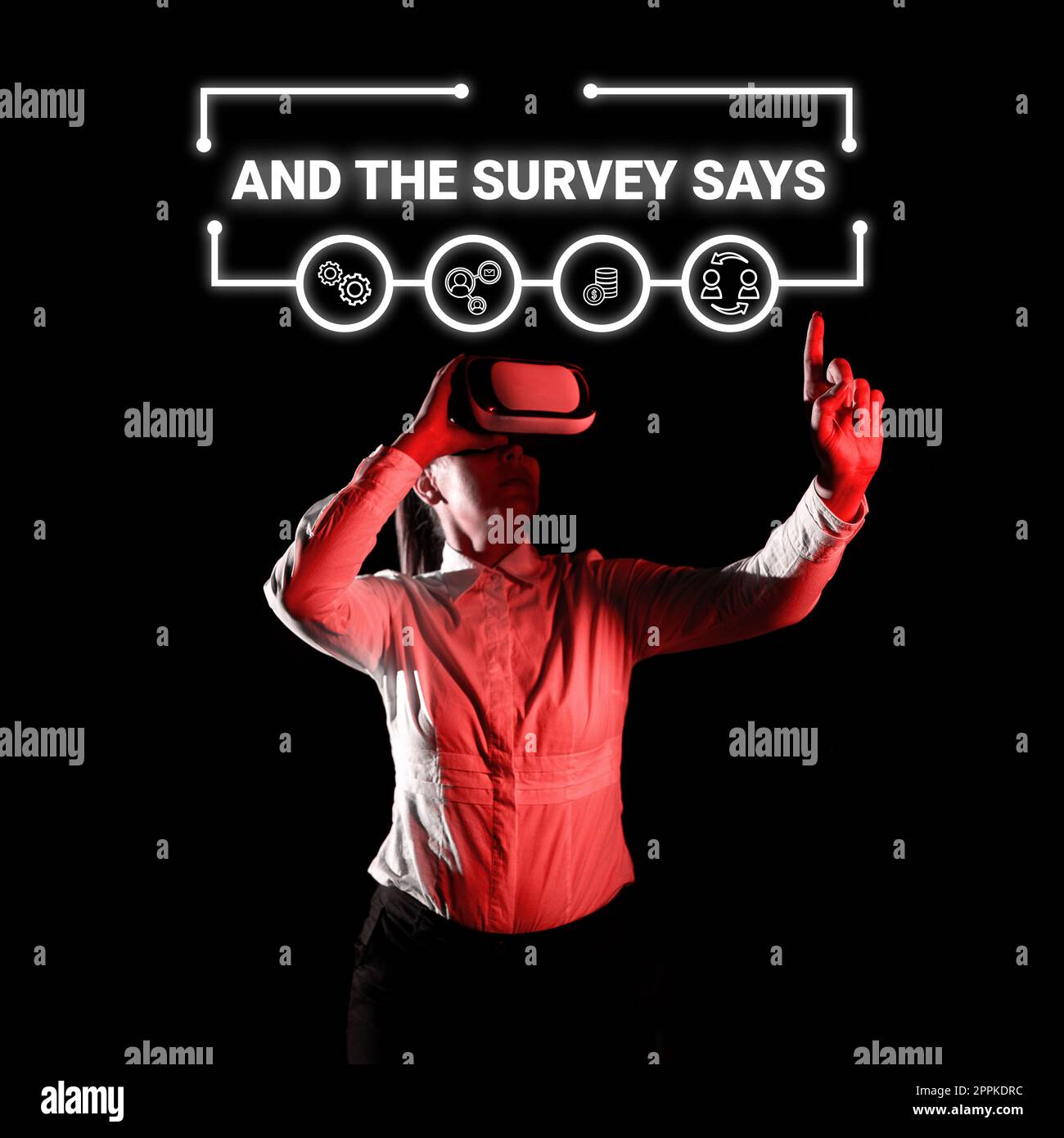 Conceptual display And The Survey Says. Business idea doing poll and bring the results discuss with others Stock Photo