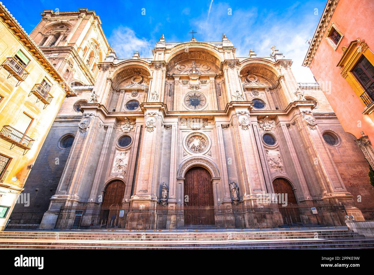 Majestic Cathedral of the Incarnation in Granada street facade view Stock Photo