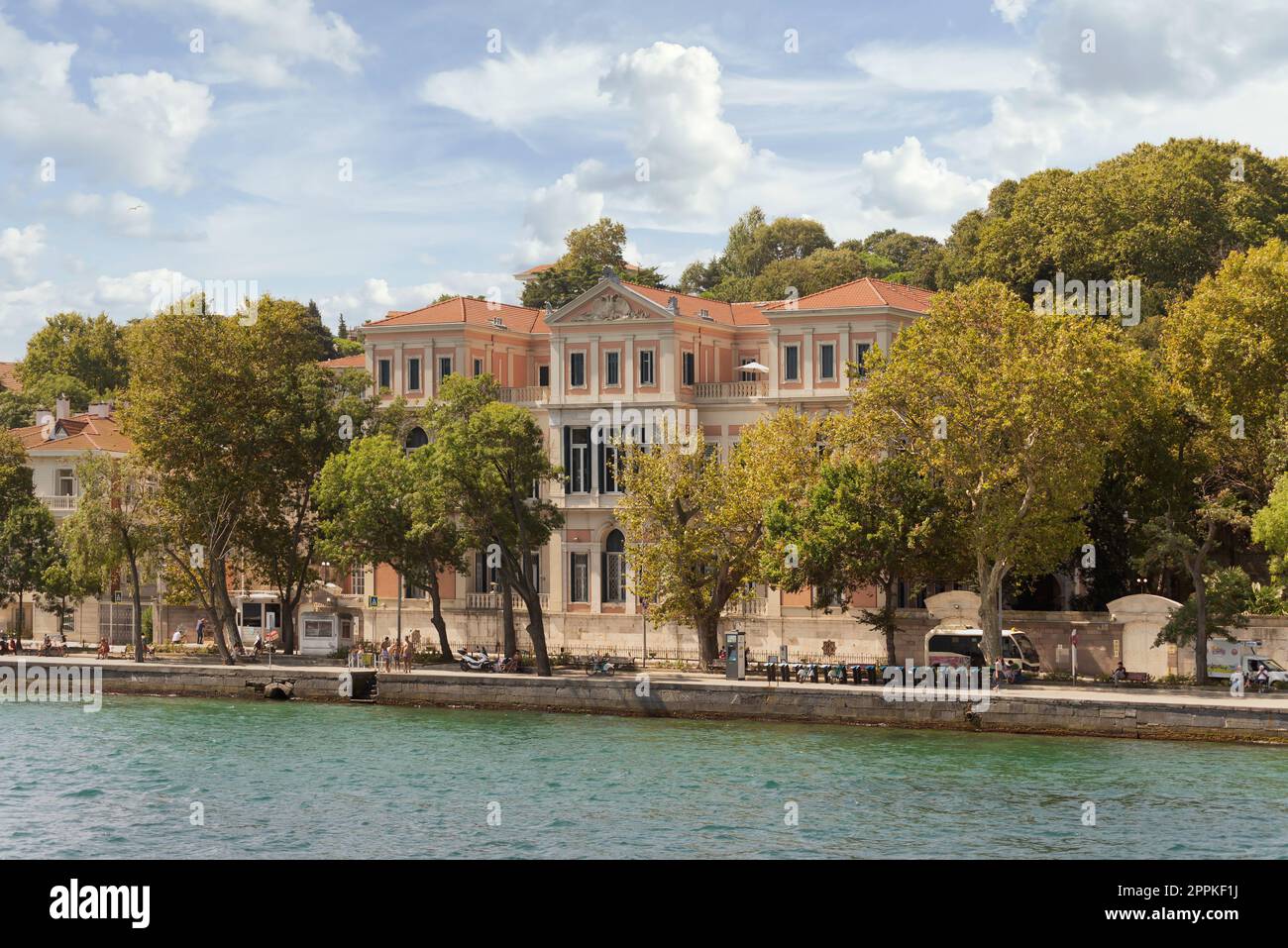 Traditional buildings of the European side of Bosphorus strait, Istanbul, Turkey Stock Photo