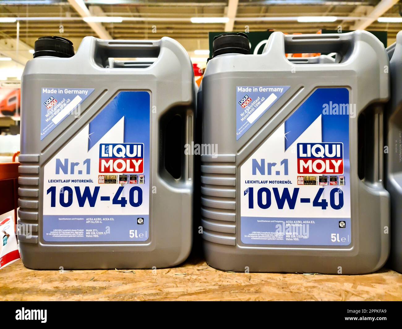 Kiel, Germany 11 February 2023 Two canisters of Liqui Moly brand motor oil Stock Photo Alamy