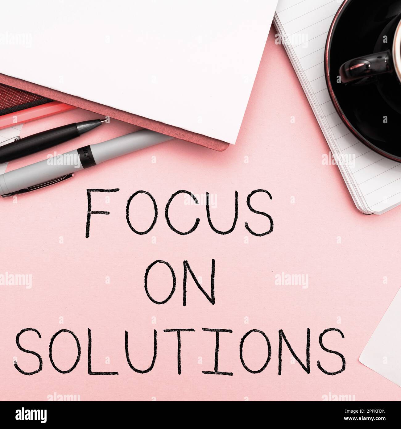 Writing displaying text Focus On Solutions. Internet Concept powerful practical way to achieve positive change Stock Photo