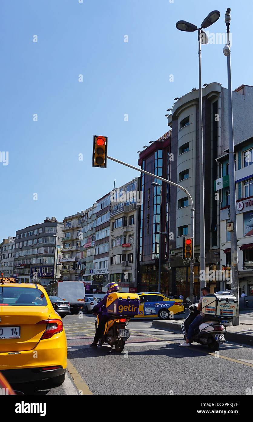 Istanbul, Turkey September 14, 2022 Traffic light in Istanbul Stock