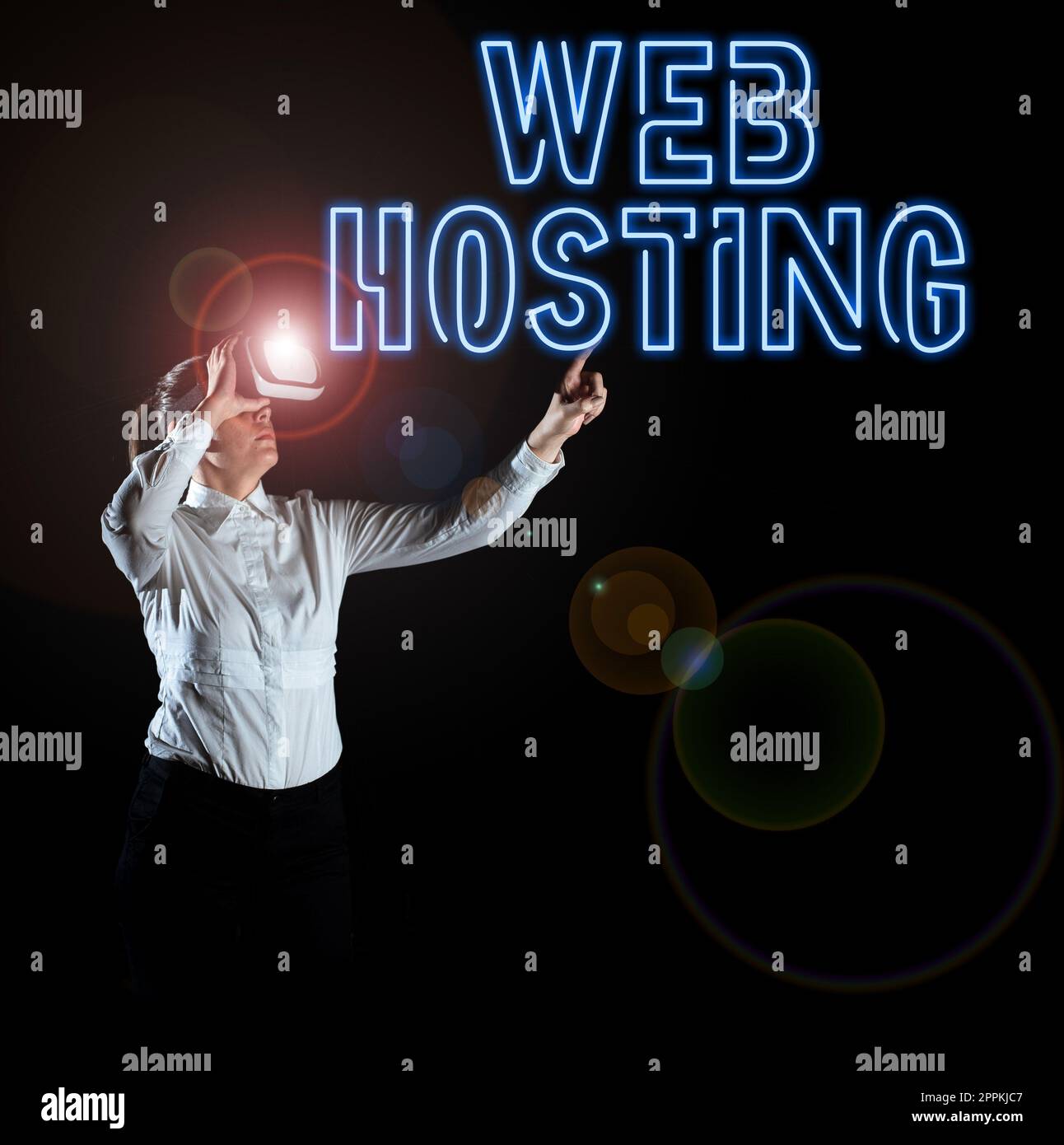Conceptual caption Web Hosting. Business overview business allowing access to a server to store data in a website Stock Photo