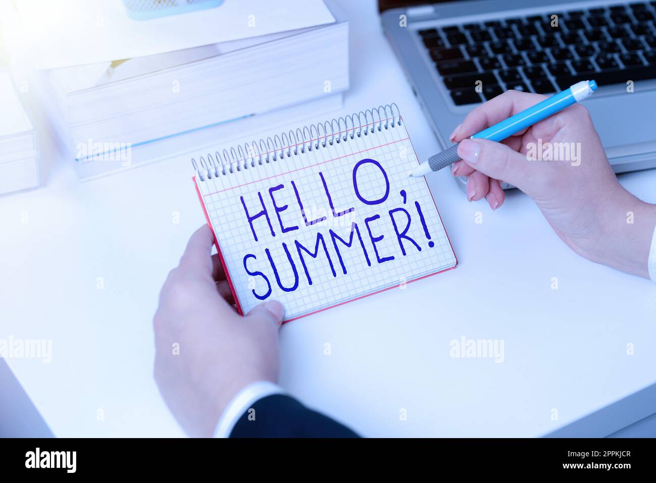 Conceptual display Hello, Summer. Word for greeting used when the hot season of the year is experienced Stock Photo