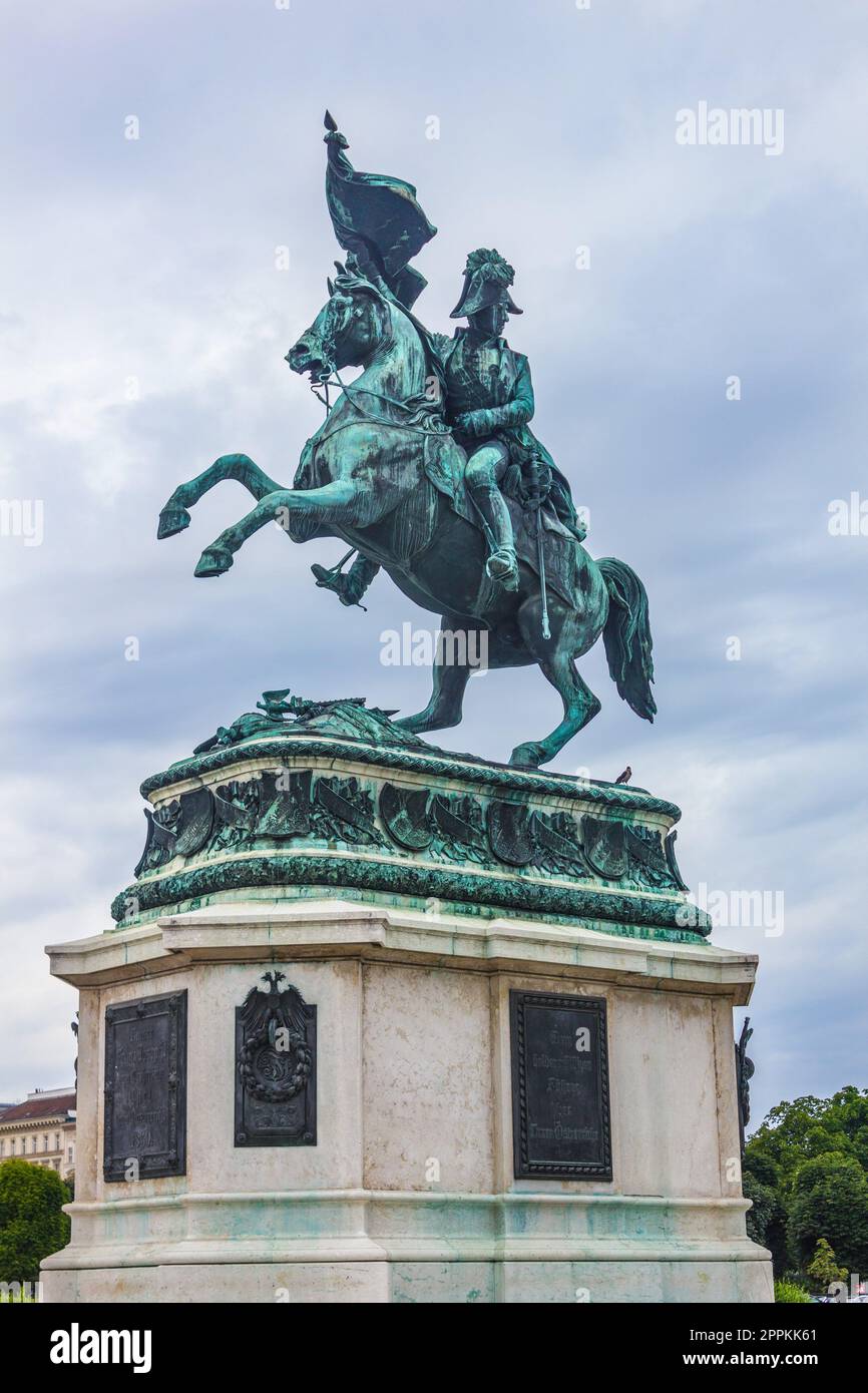 Equestrian statue of Archduke Charles in Vienna Austria Stock Photo