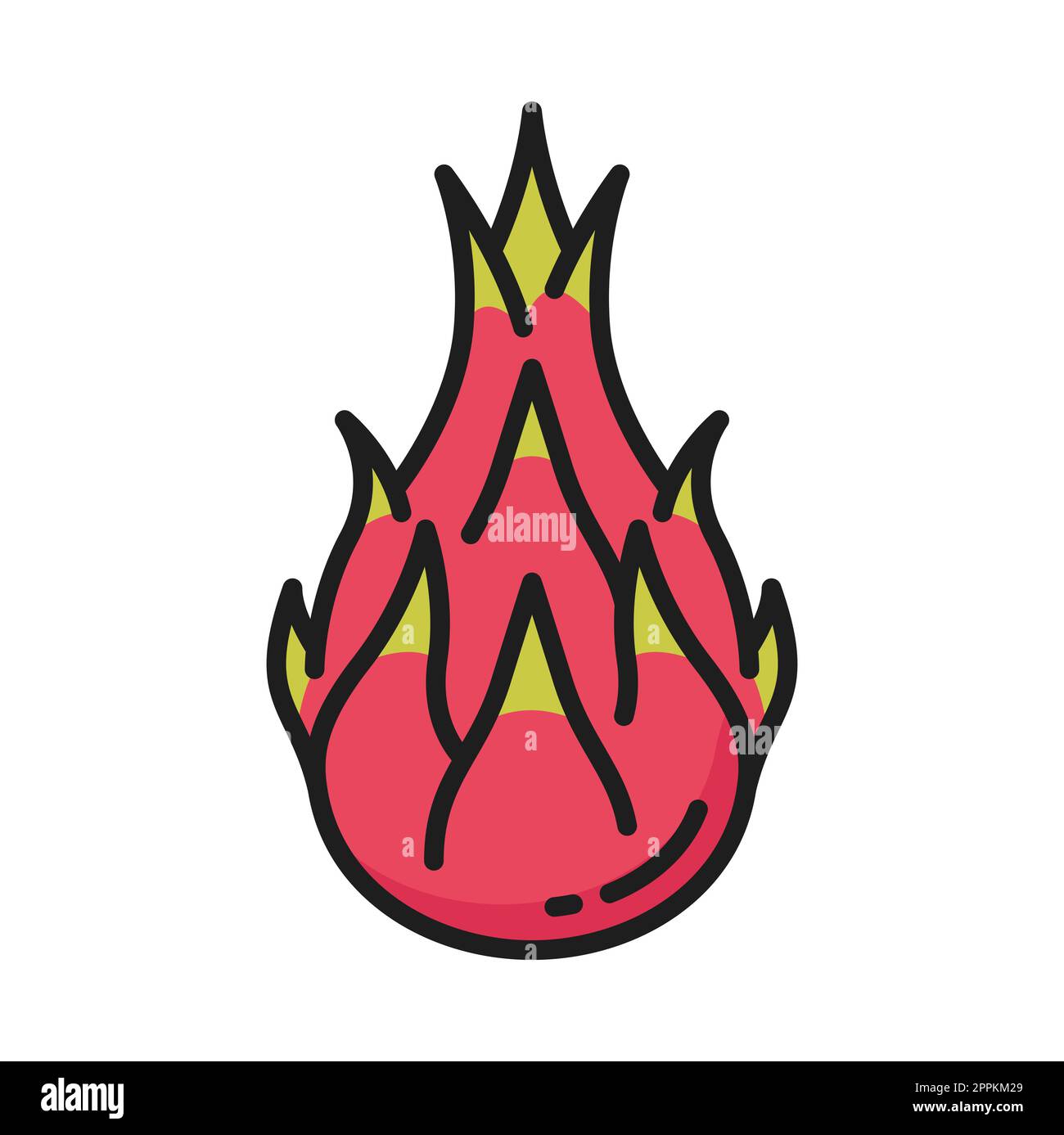 Dragon fruit pitaya isolated tropical food dessert line icon. Vector ...
