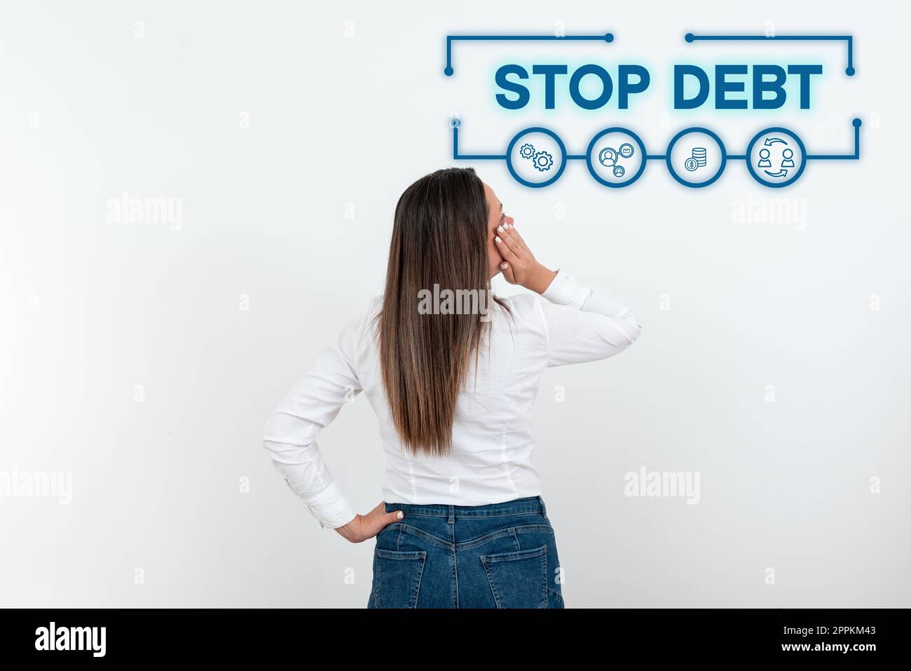 Text sign showing Stop Debt. Business idea does not owning any money or things to any individual or companies Stock Photo