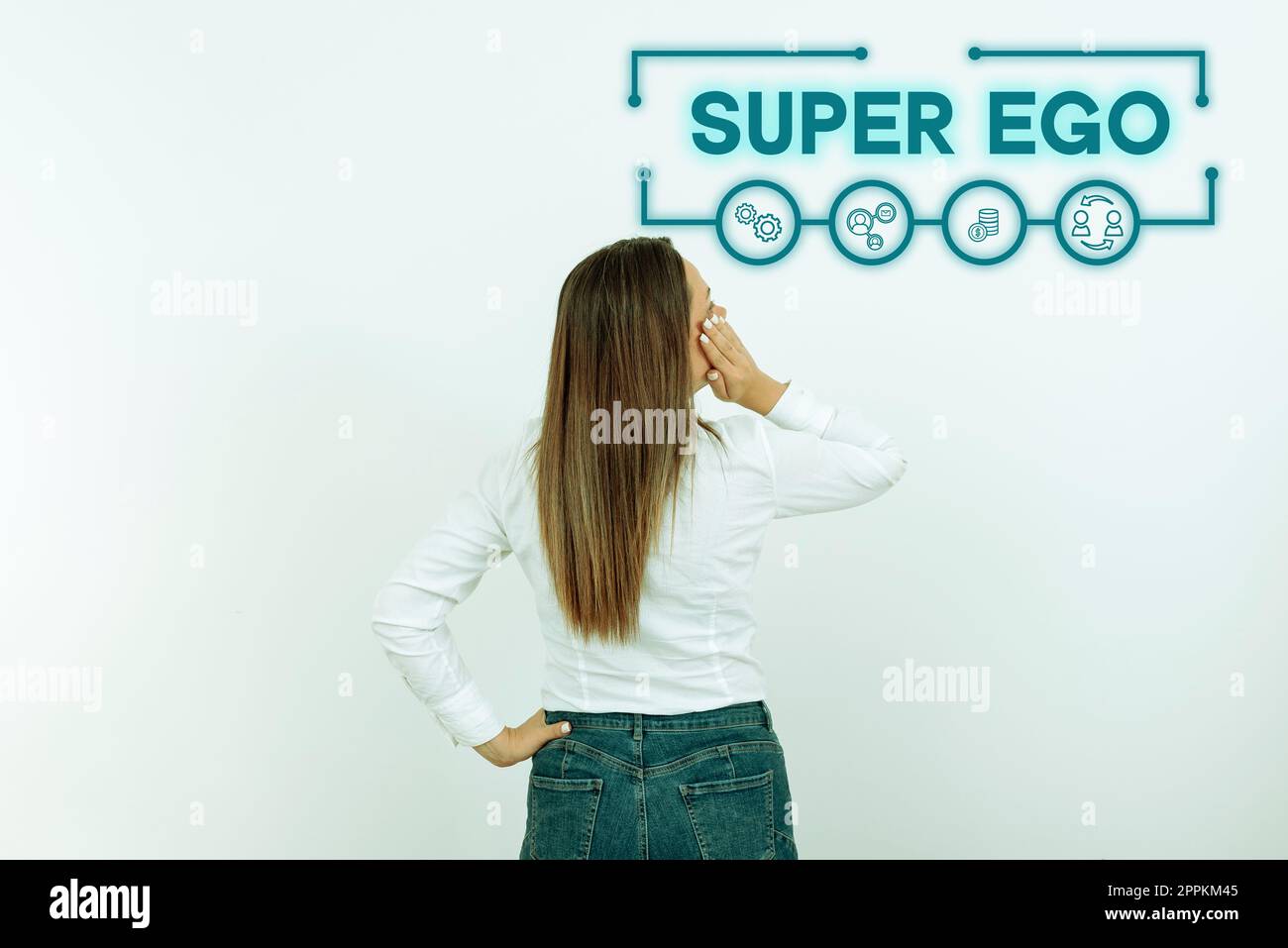 Sign displaying Super Ego. Business approach The I or self of any person that is empowering his whole soul Stock Photo