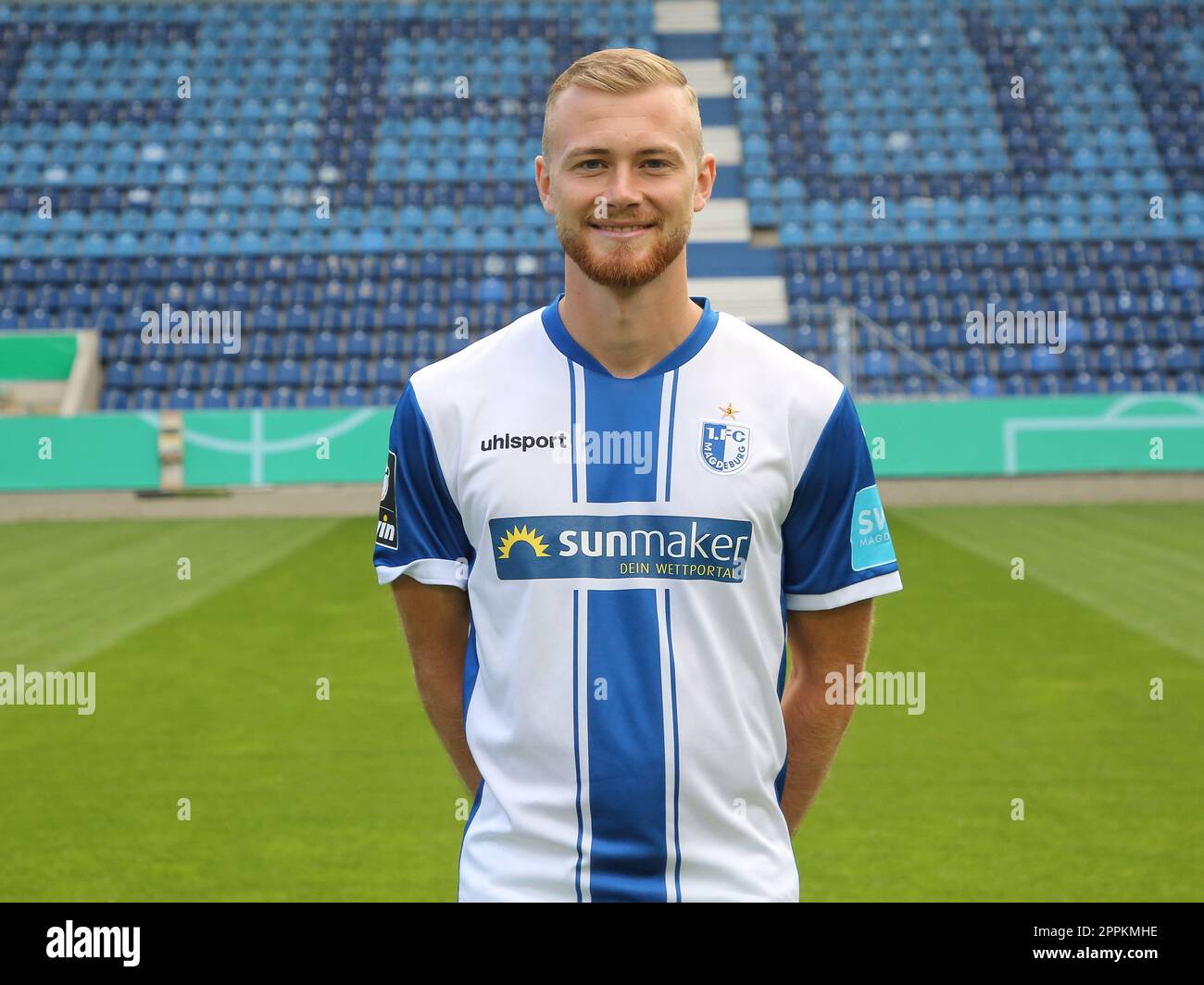 deutscher FuÃŸballer Korbinian Burger 1.FC Magdeburg DFB 3.Liga Saison 2020-21 Stock Photo