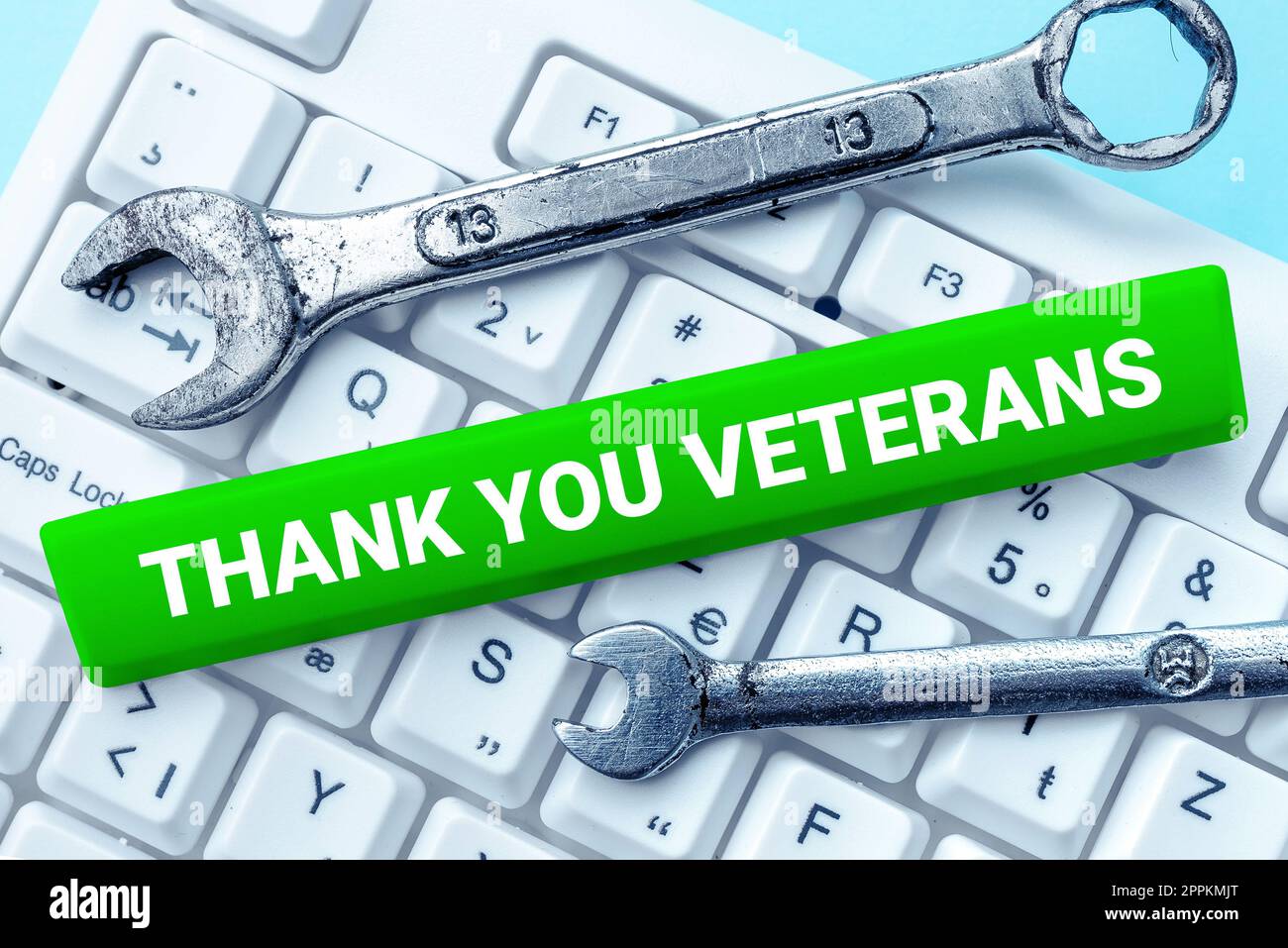 Hand writing sign Thank You Veterans. Business approach Expression of Gratitude Greetings of Appreciation Stock Photo