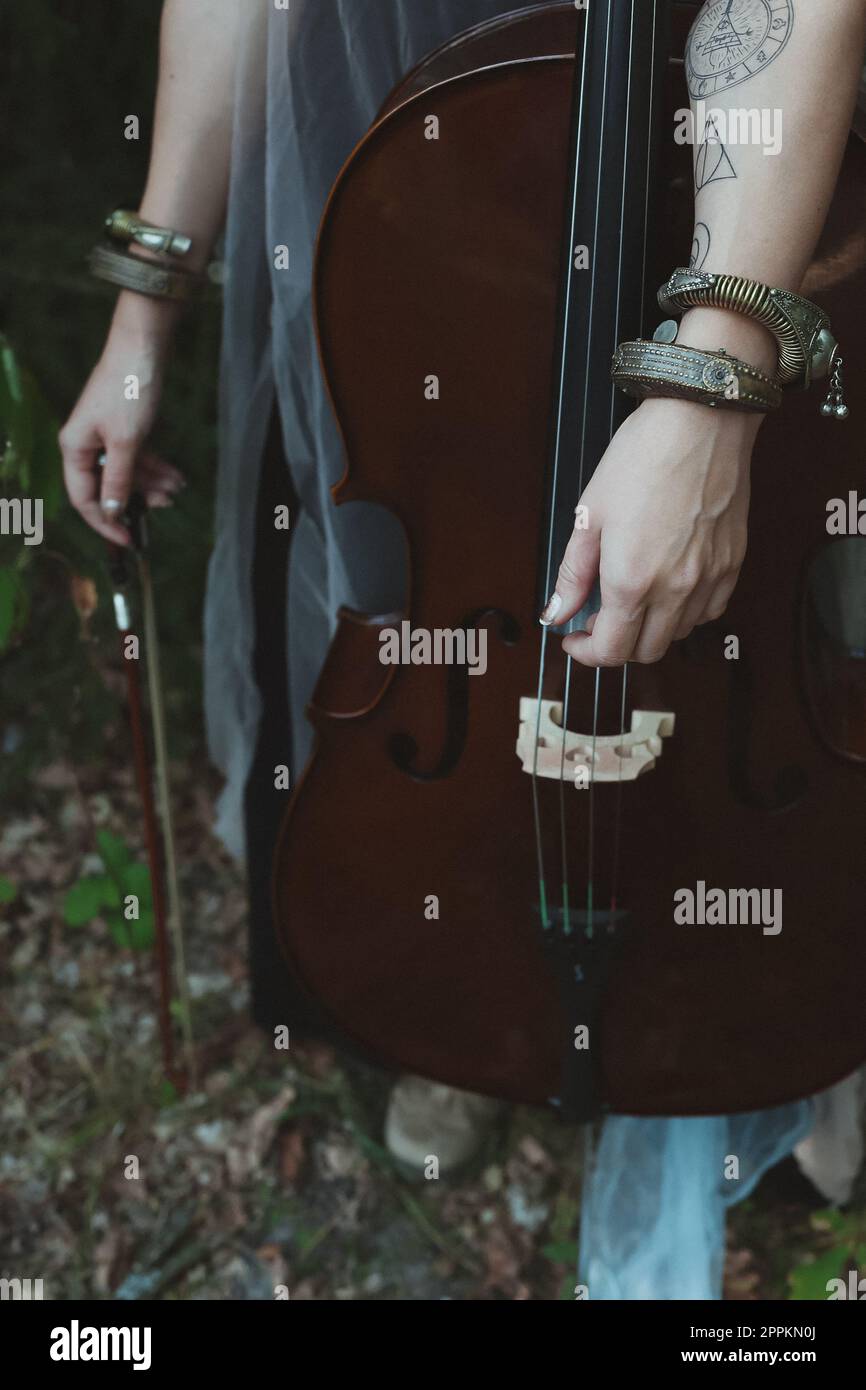 Close up violoncello concept photo Stock Photo