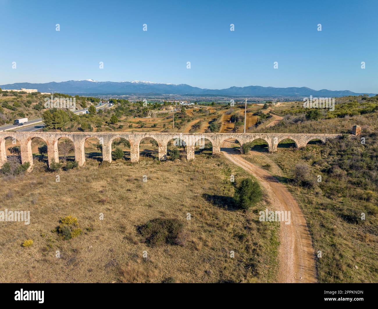 Aqueduct of Figueres, Alt Emporda Girona, included in the Inventory of the Architectural Heritage of Catalonia. Stock Photo