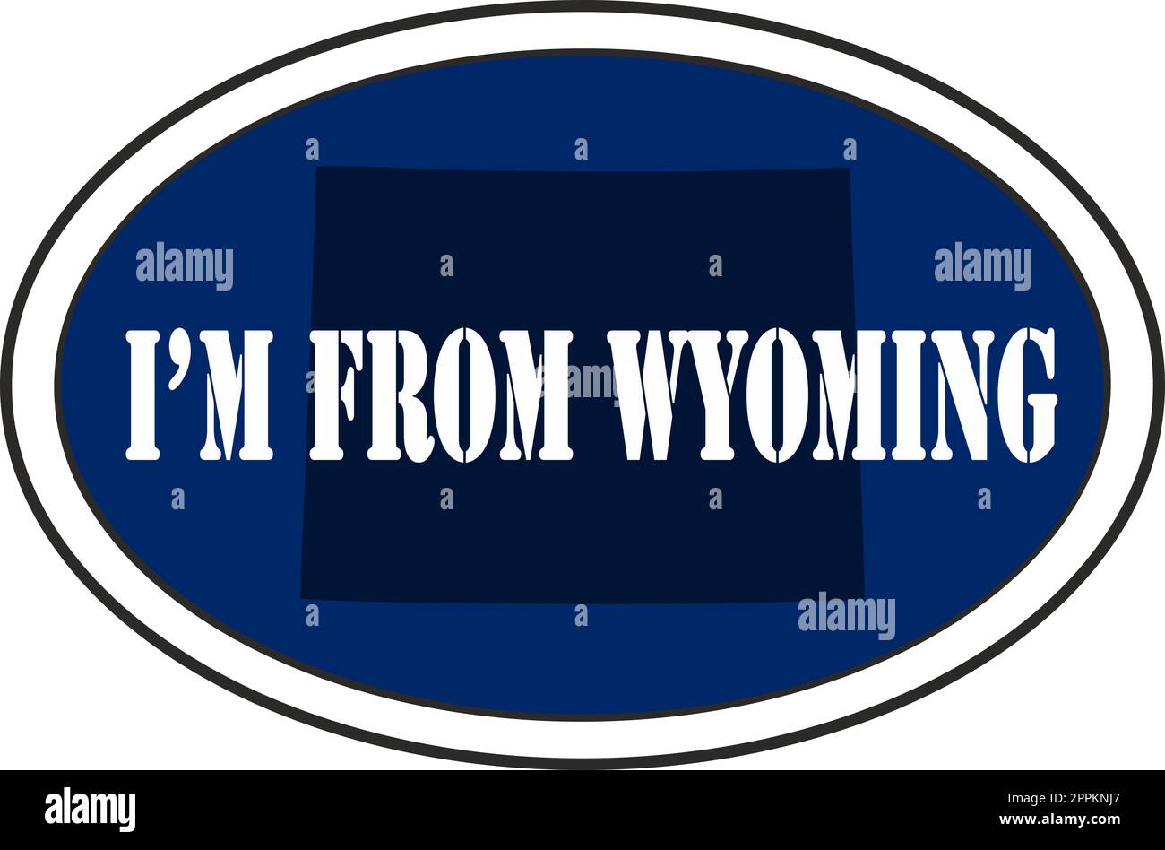 Oval sticker with text I am from Wyoming. vehicle badge Stock Photo