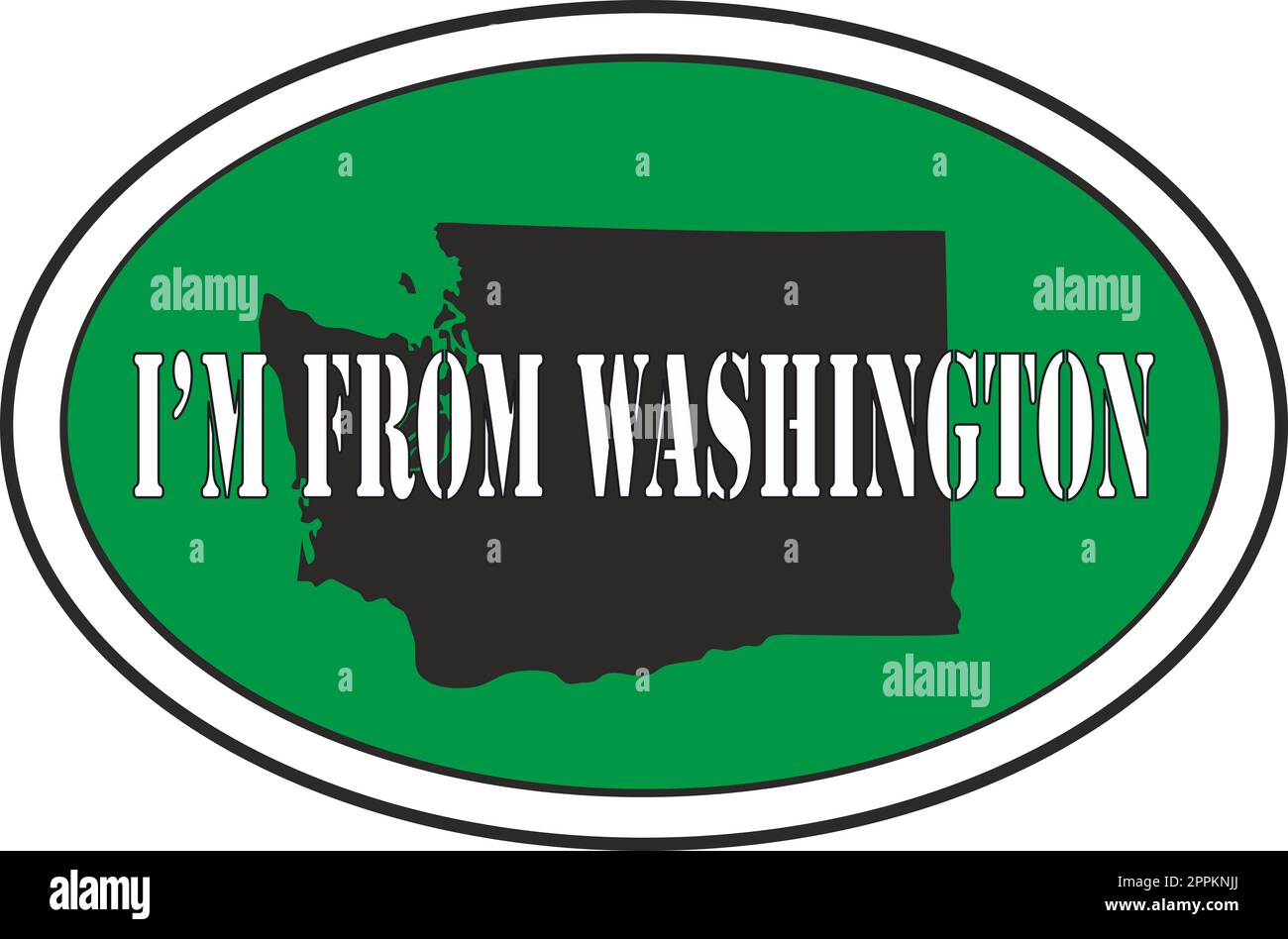 Oval sticker with text I am from Washington. vehicle badge Stock Photo