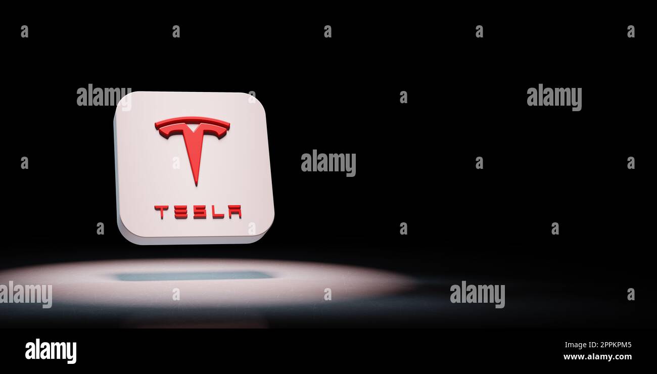 Tesla App Icon Spotlighted on Black Background Stock Photo Alamy