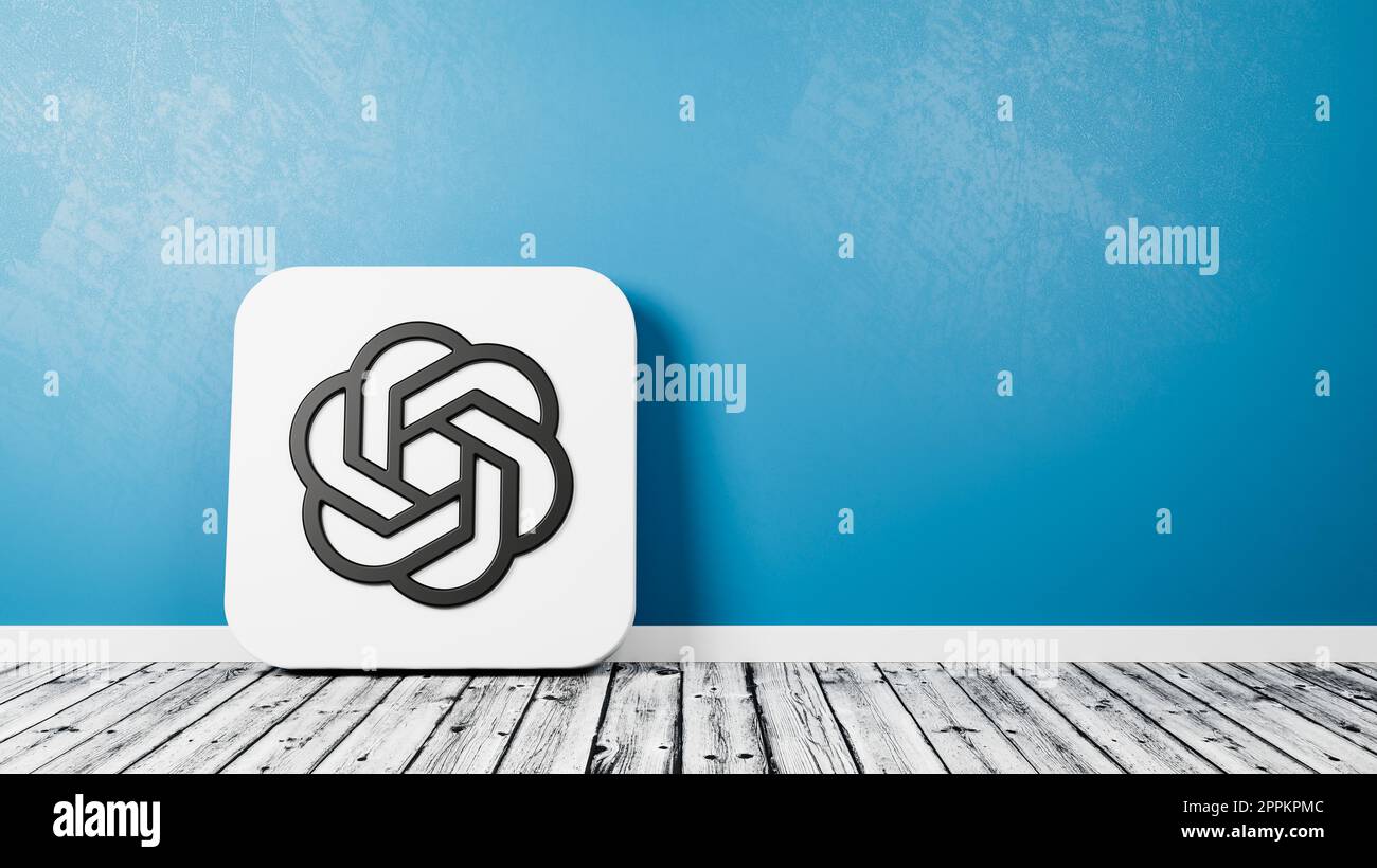 OpenAI App Icon on Wooden Floor Against Wall Stock Photo - Alamy