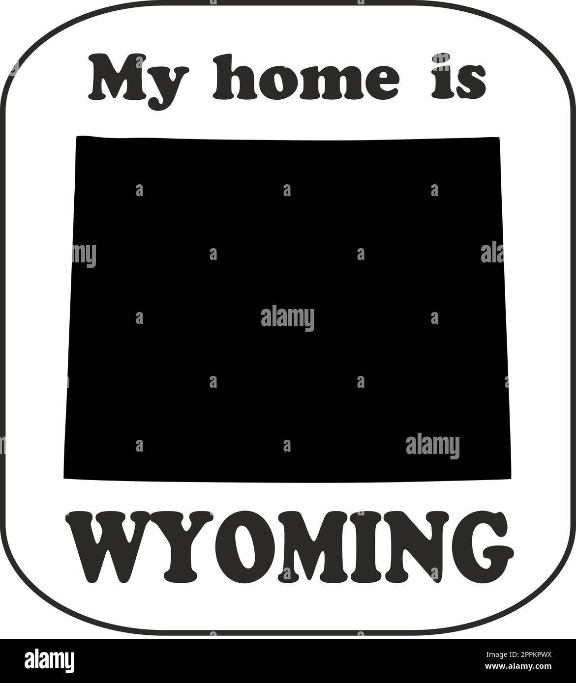 Oval sticker with text My home is Wyoming. vehicle badge Stock Photo