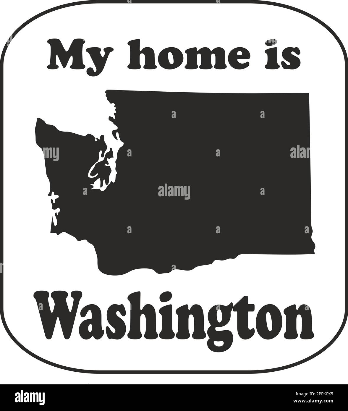 Oval sticker with text My home is Washington. vehicle badge Stock Photo