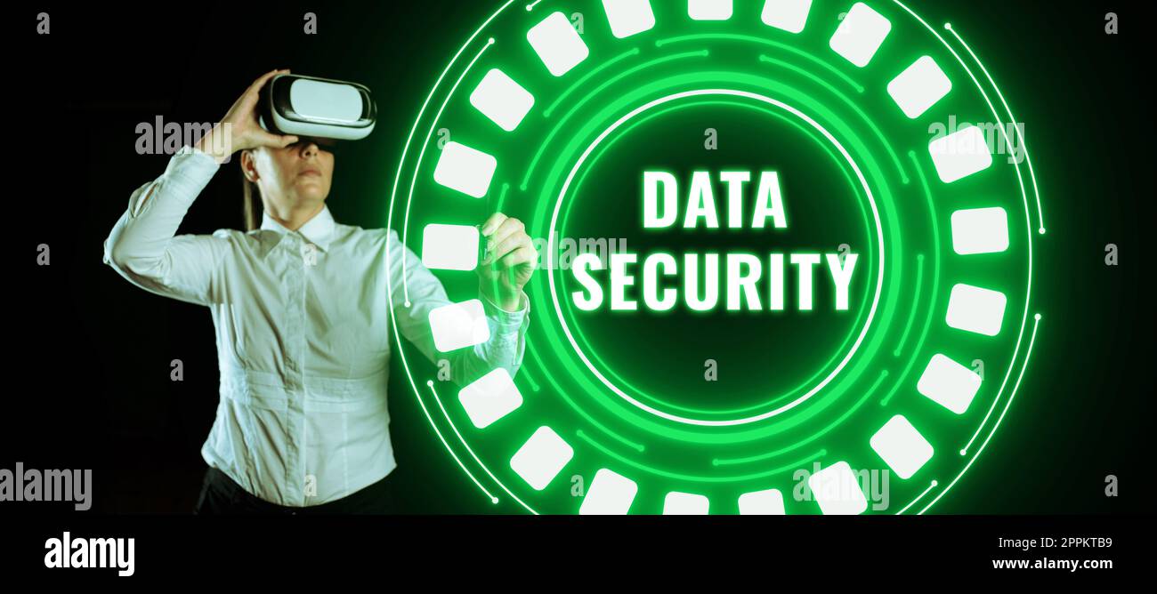 Text sign showing Data Security. Internet Concept Confidentiality Disk Encryption Backups Password Shielding Stock Photo