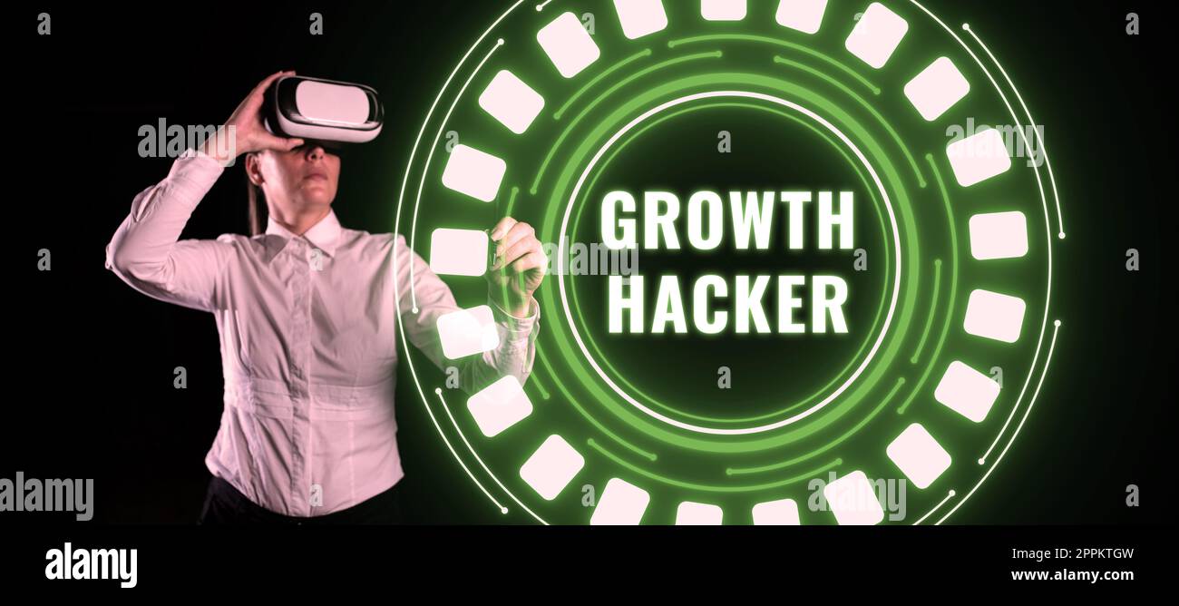 Conceptual caption Growth Hacker. Internet Concept generally to acquire as many users or customers as possible Stock Photo