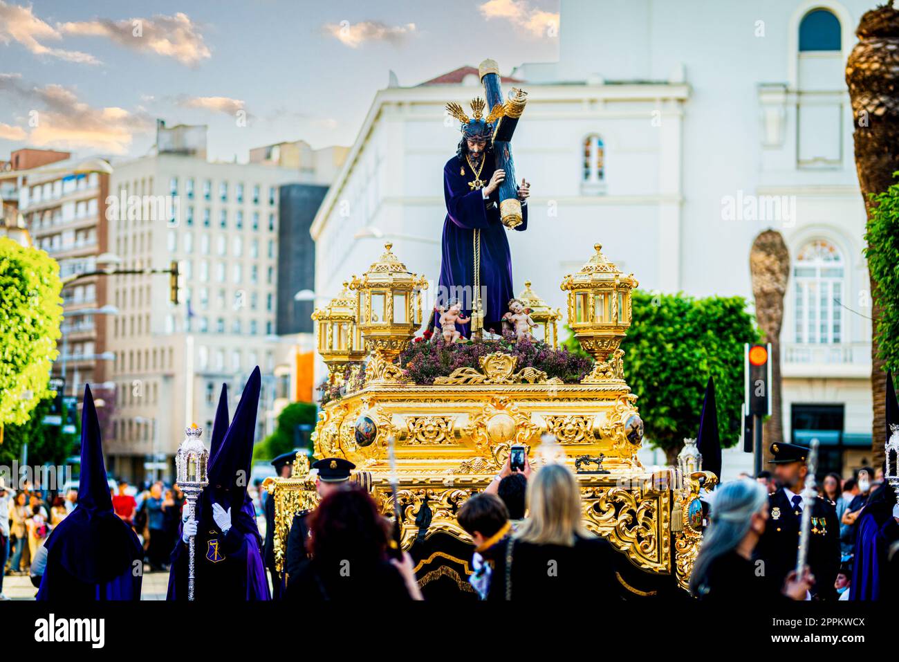 Divine Procession: the Magnificence of Christ of the Thorn in Badajoz's Holy Week Stock Photo