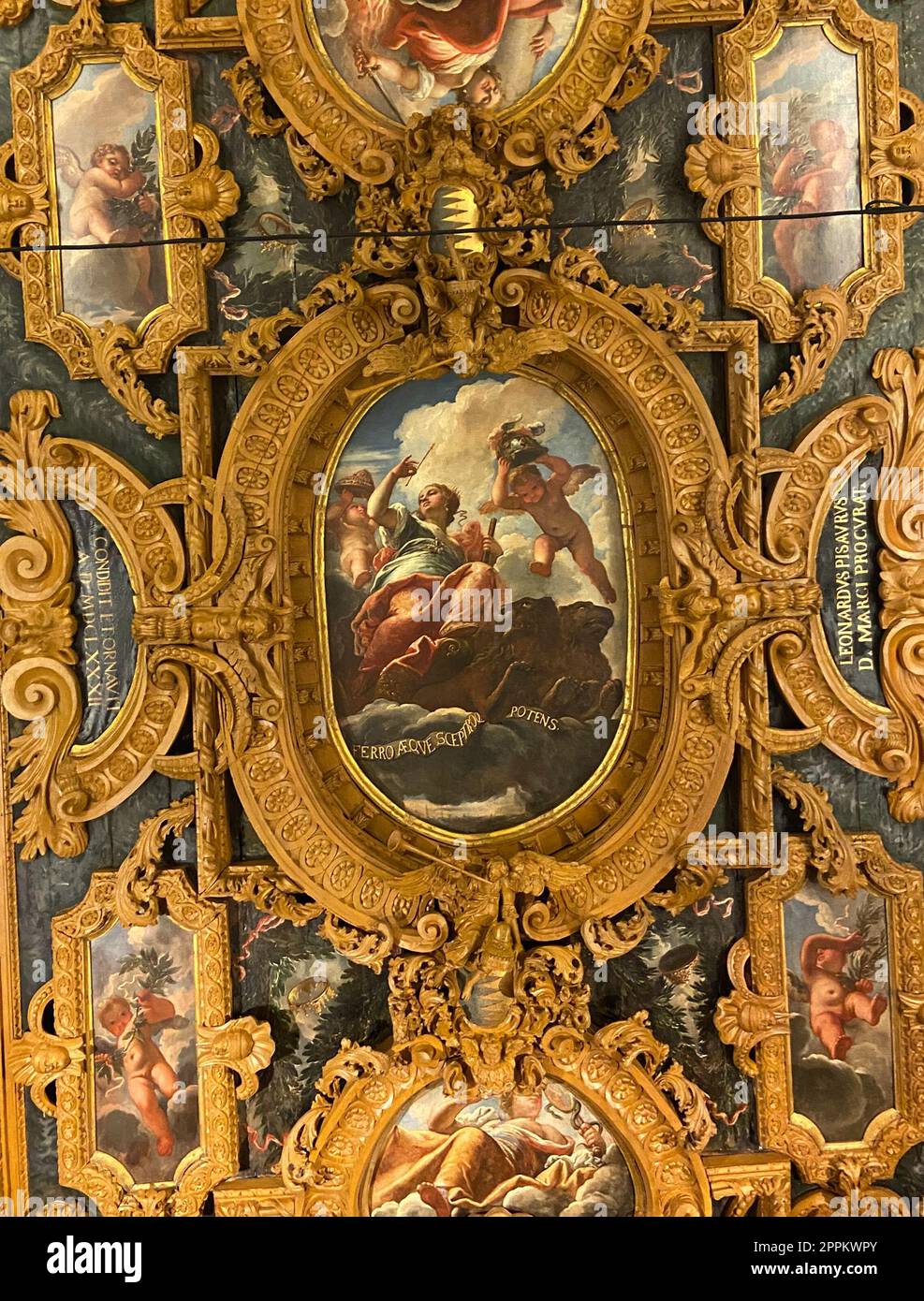 painting ceiling in Ca' Pesaro museum in Venice Stock Photo