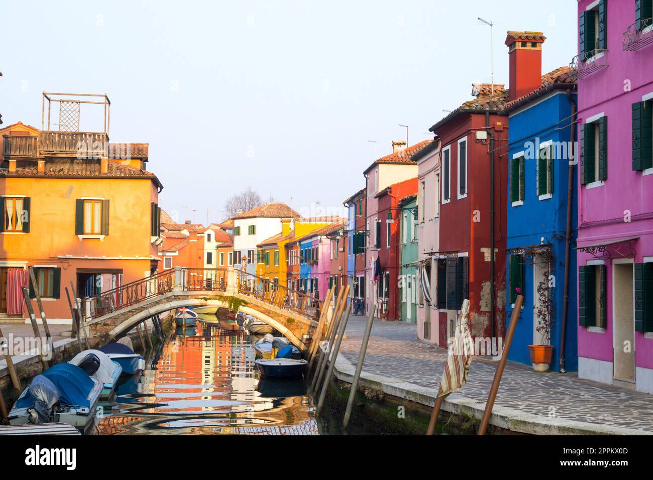 Colorful houses from Burano island, Venice Stock Photo