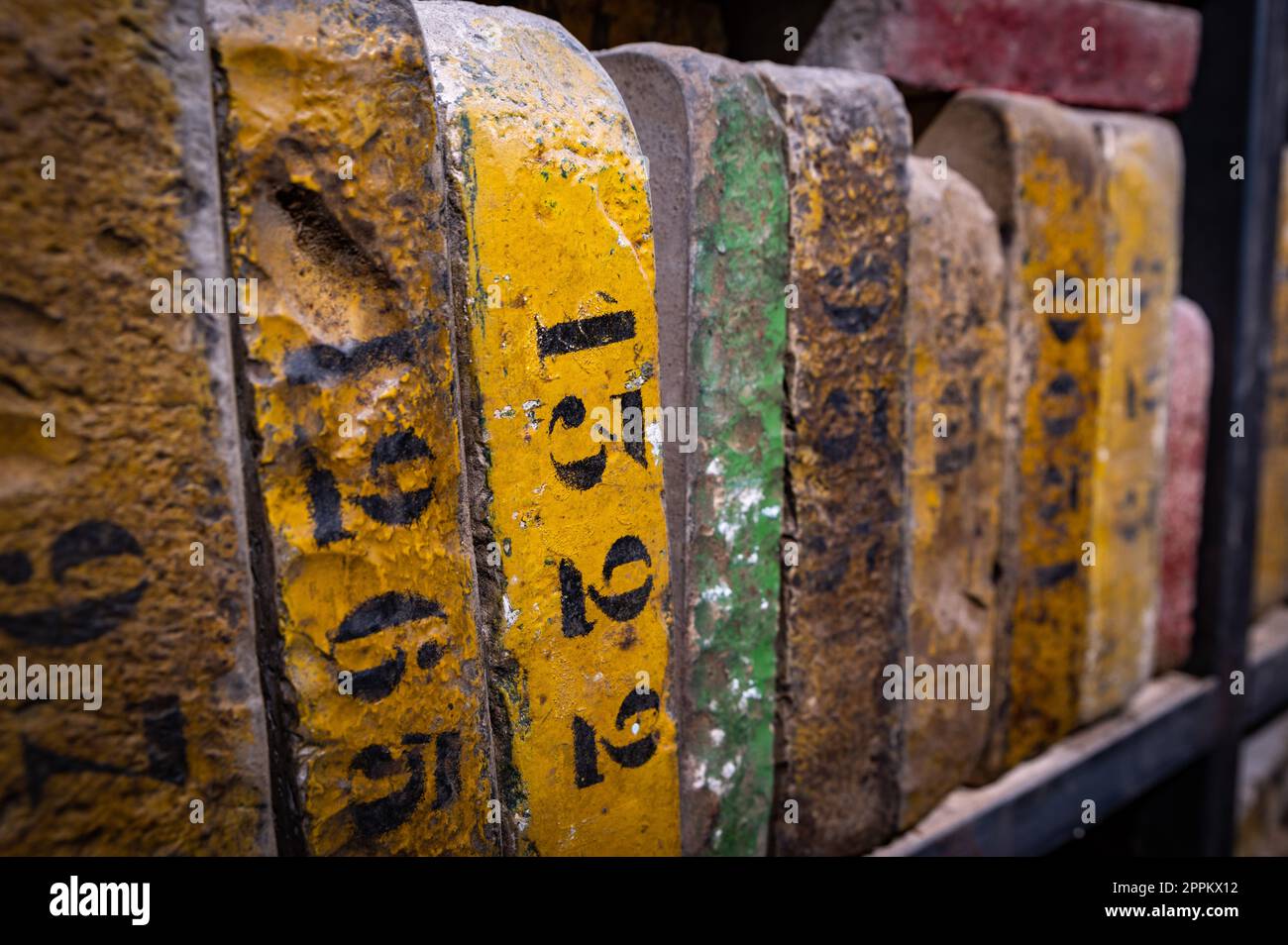 Old printing compagny with printing stones Stock Photo