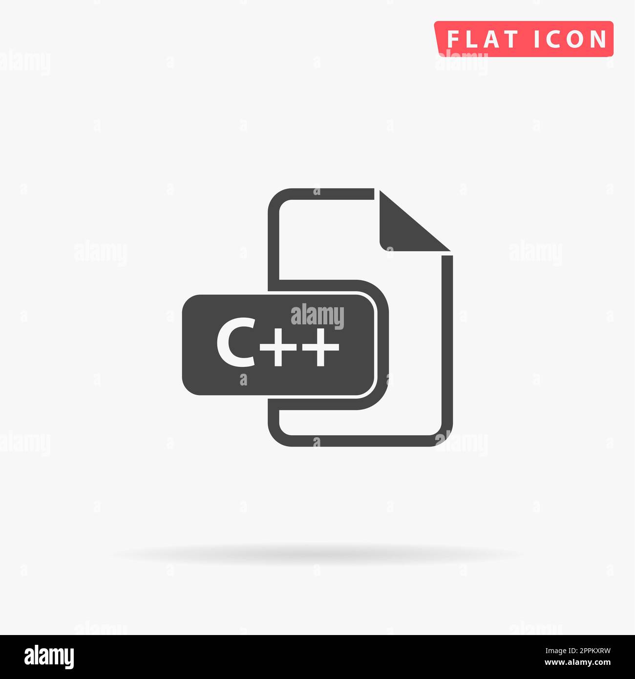 C development file format. Simple flat black symbol with shadow on ...