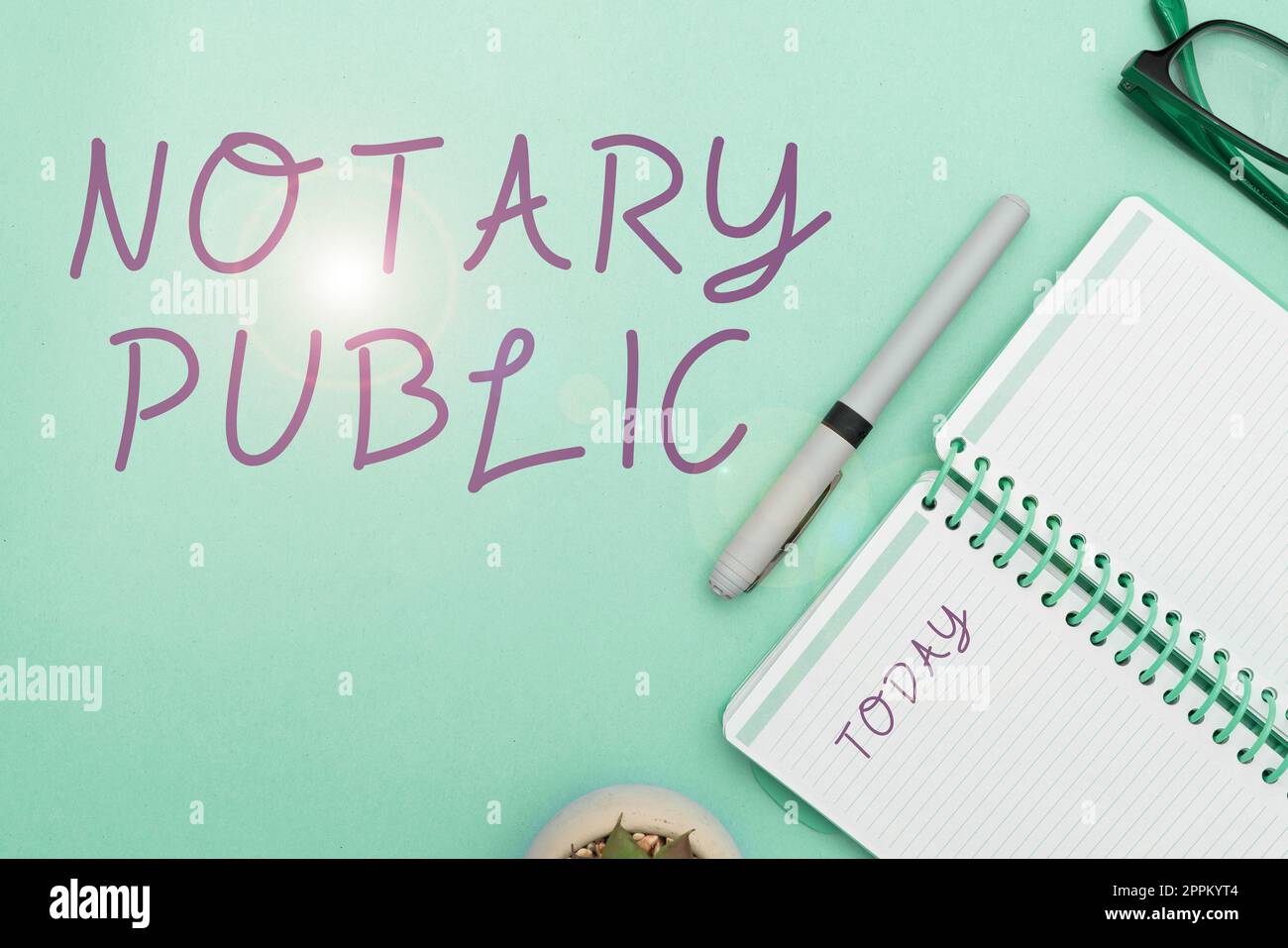Hand writing sign Notary Public. Word Written on Legality Documentation Authorization Certification Contract Stock Photo