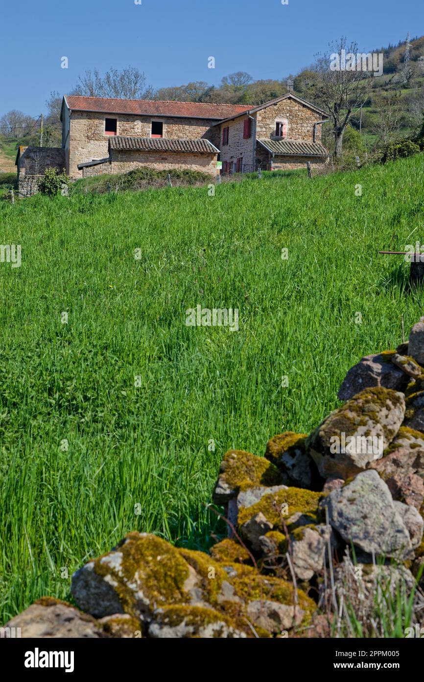 Old farm and meadows in Burgundy hills Stock Photo Alamy