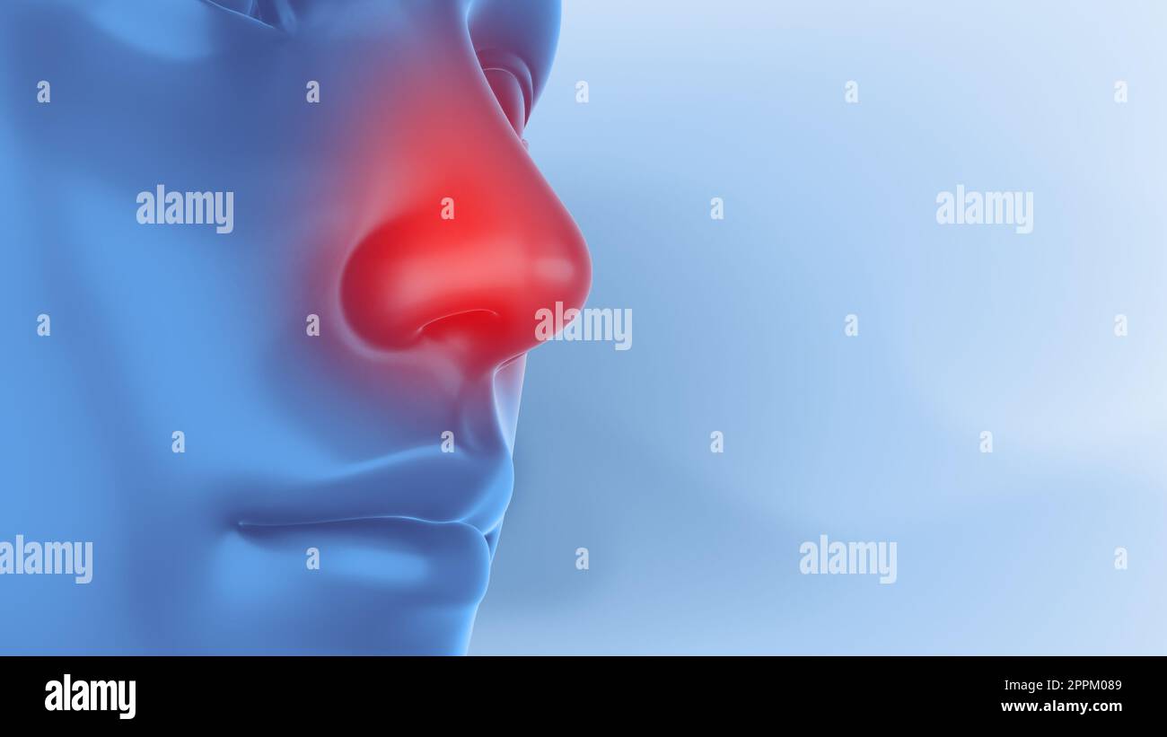 Clearing cold with decongestant nasal spray Stock Photo Alamy