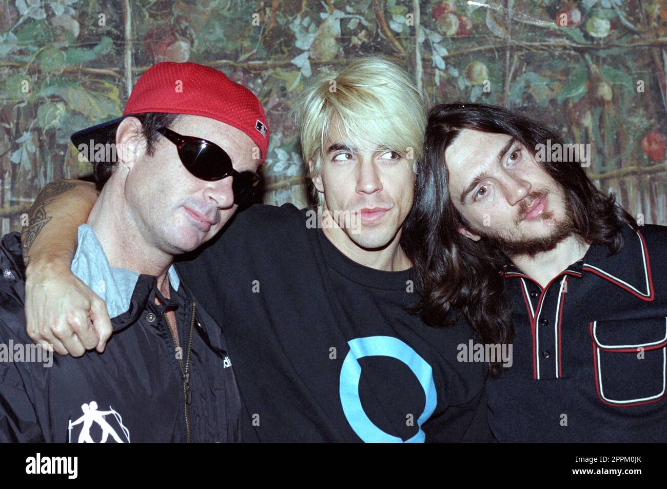 Milan Italy  25/07/1999: Chad Smith,Anthony Kiedis and John Frusciante of the band Red Hot Chili Peppers during the photo session before the press conference Stock Photo