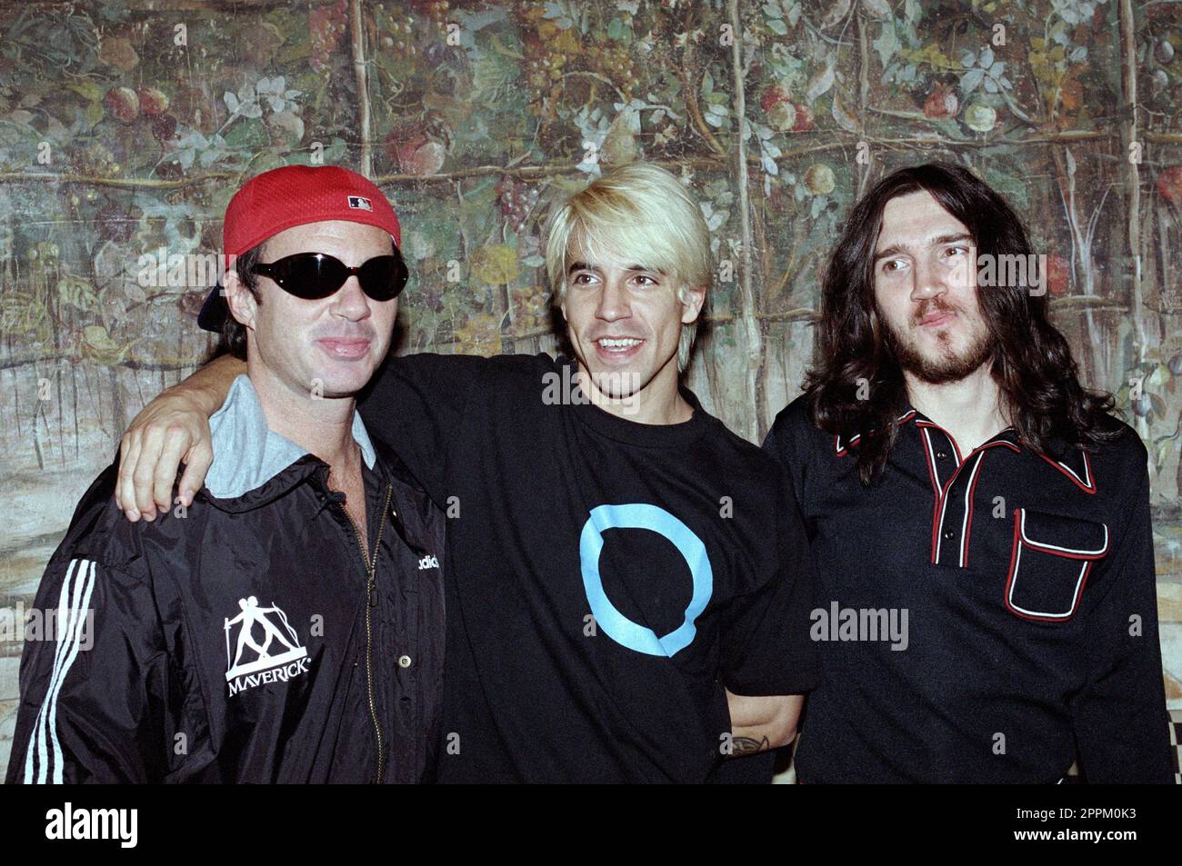 Milan Italy  25/07/1999: Chad Smith,Anthony Kiedis and John Frusciante of the band Red Hot Chili Peppers during the photo session before the press conference Stock Photo