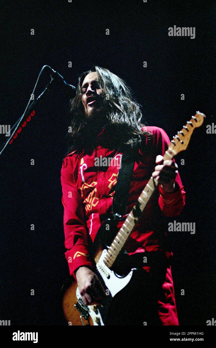 Milan Italy 1999-11-14: The Red Hot Chili Peppers band at the Forum Assago  , the guitarist  John Frusciante during the show Stock Photo
