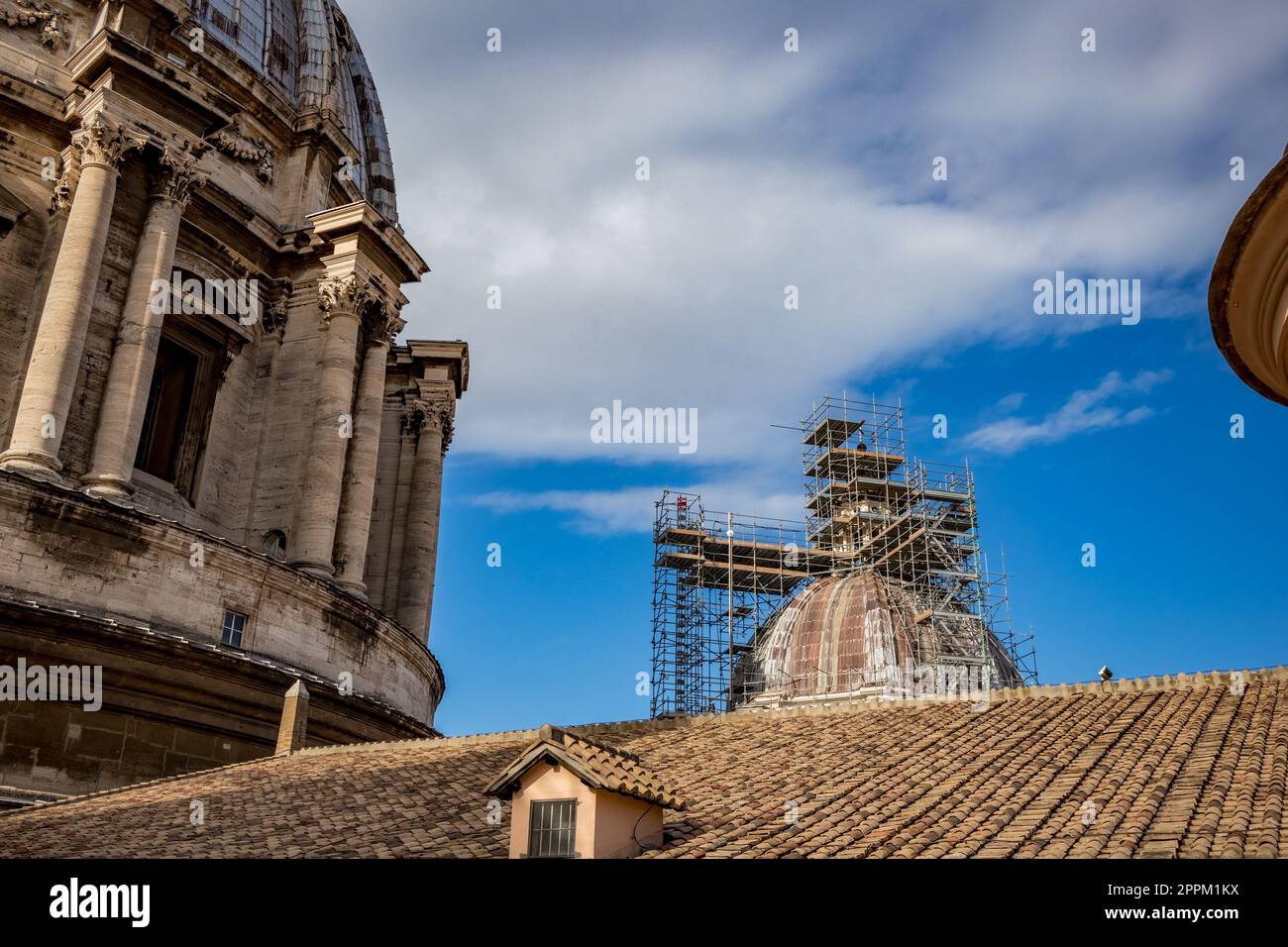 Vatican City, St. Peter's Basilica Dome terrace tour view in sunny