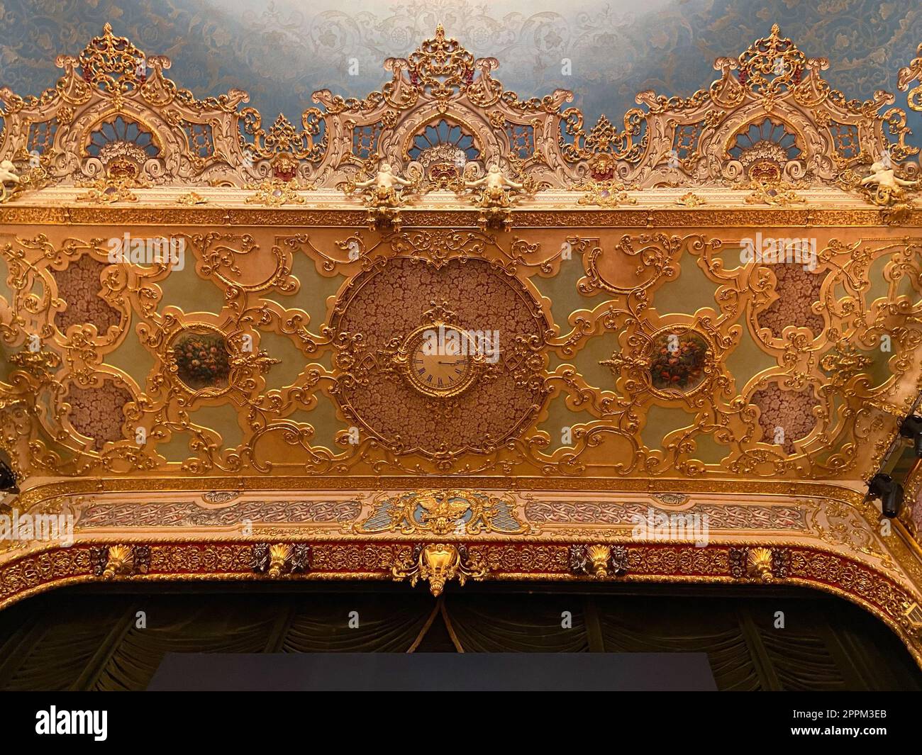 decor on ceiling in hall of Gran Teatro la Fenice Stock Photo