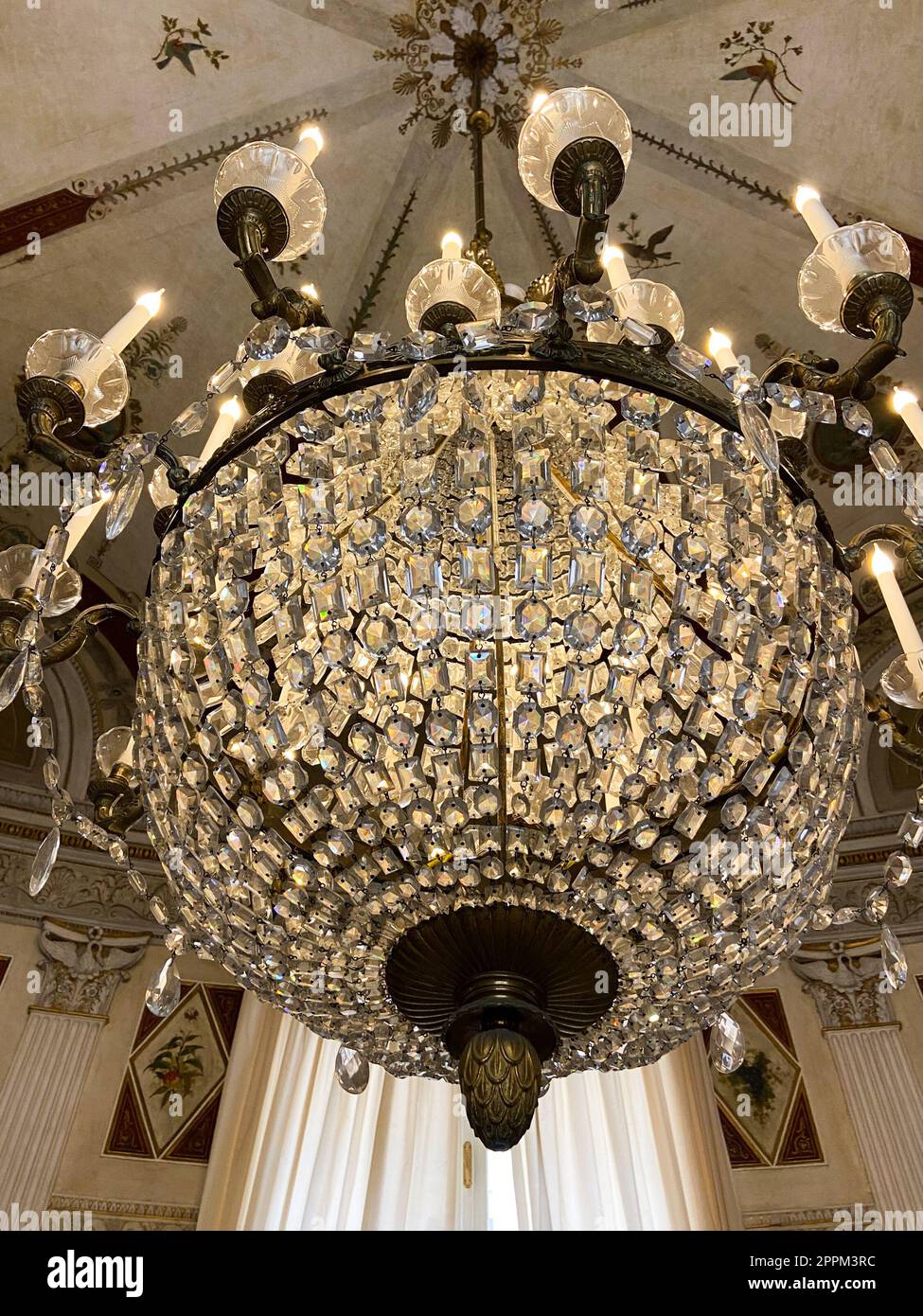 large glass chandelier in Correr Museum in Venice Stock Photo